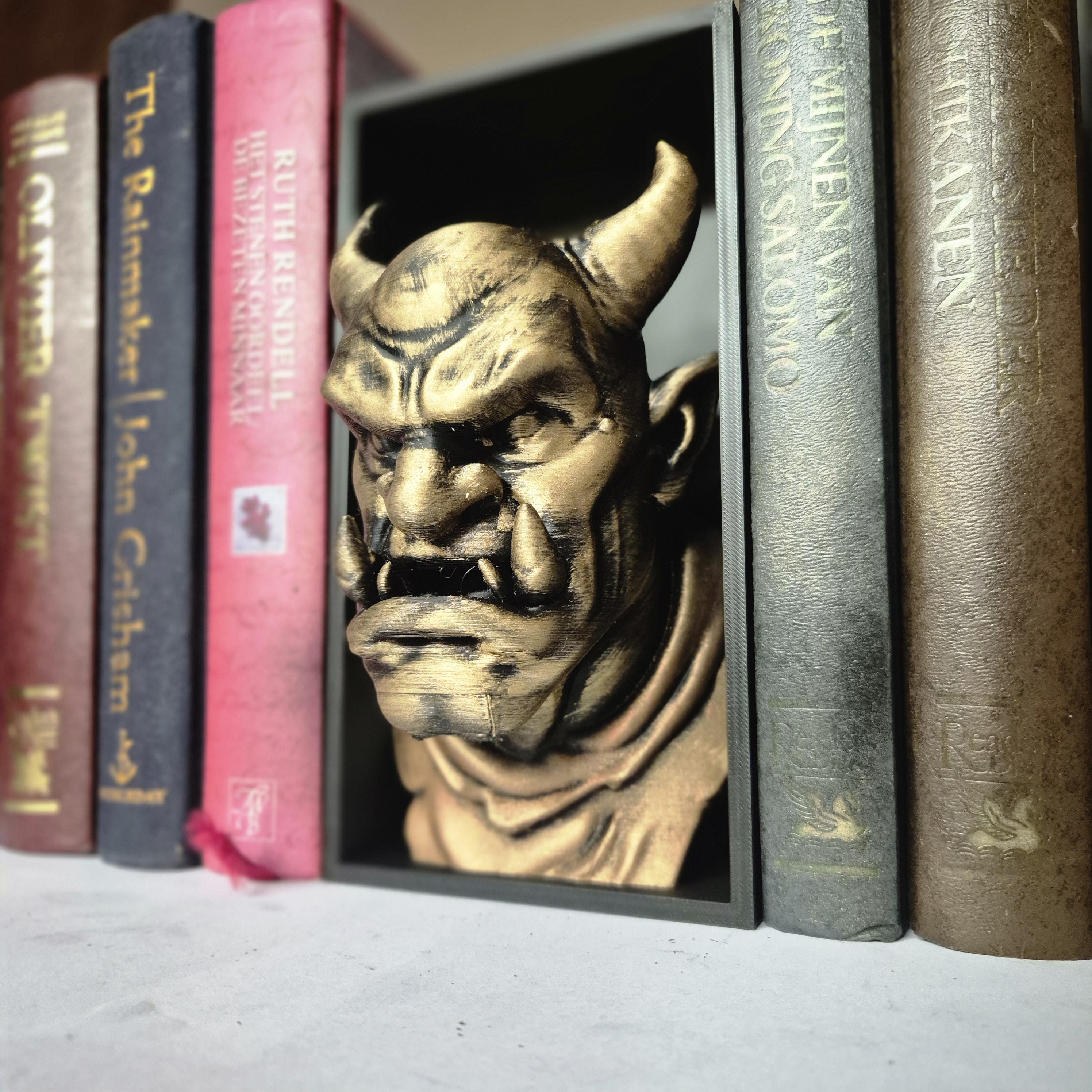Orc Book Nook - 3D Printed Orc Warrior for Fantasy Bookshelves