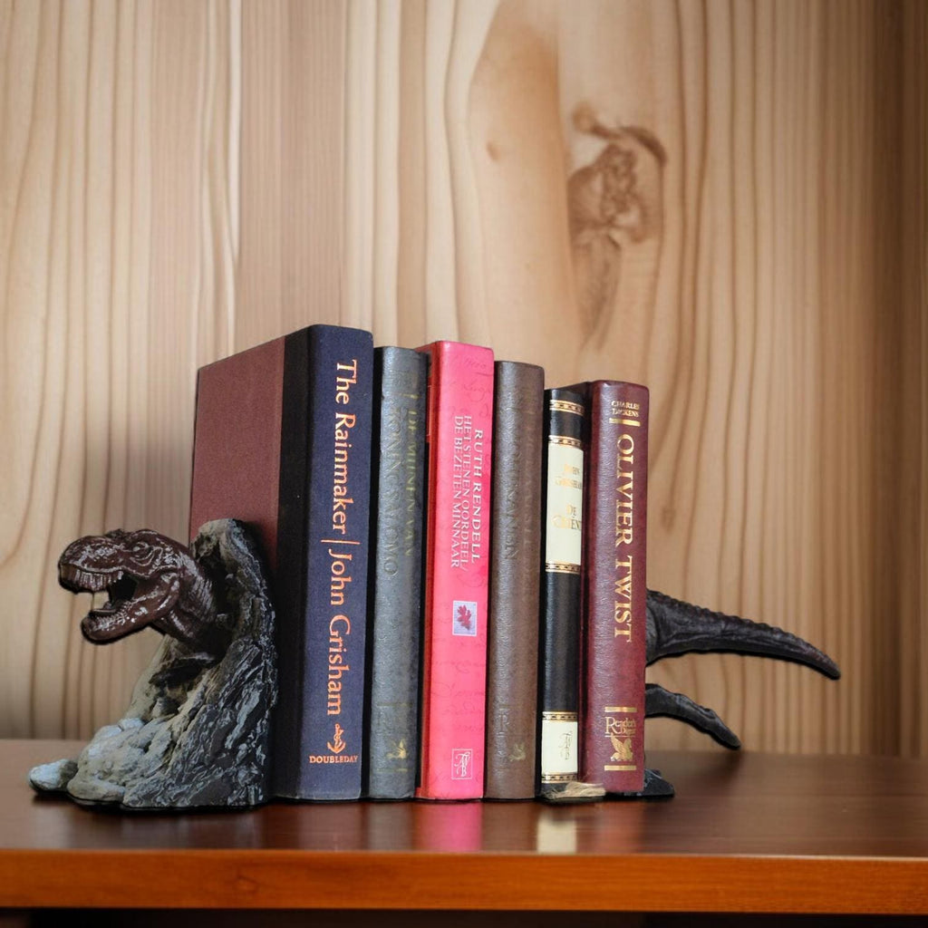 T-rex book ends bookshelf decor