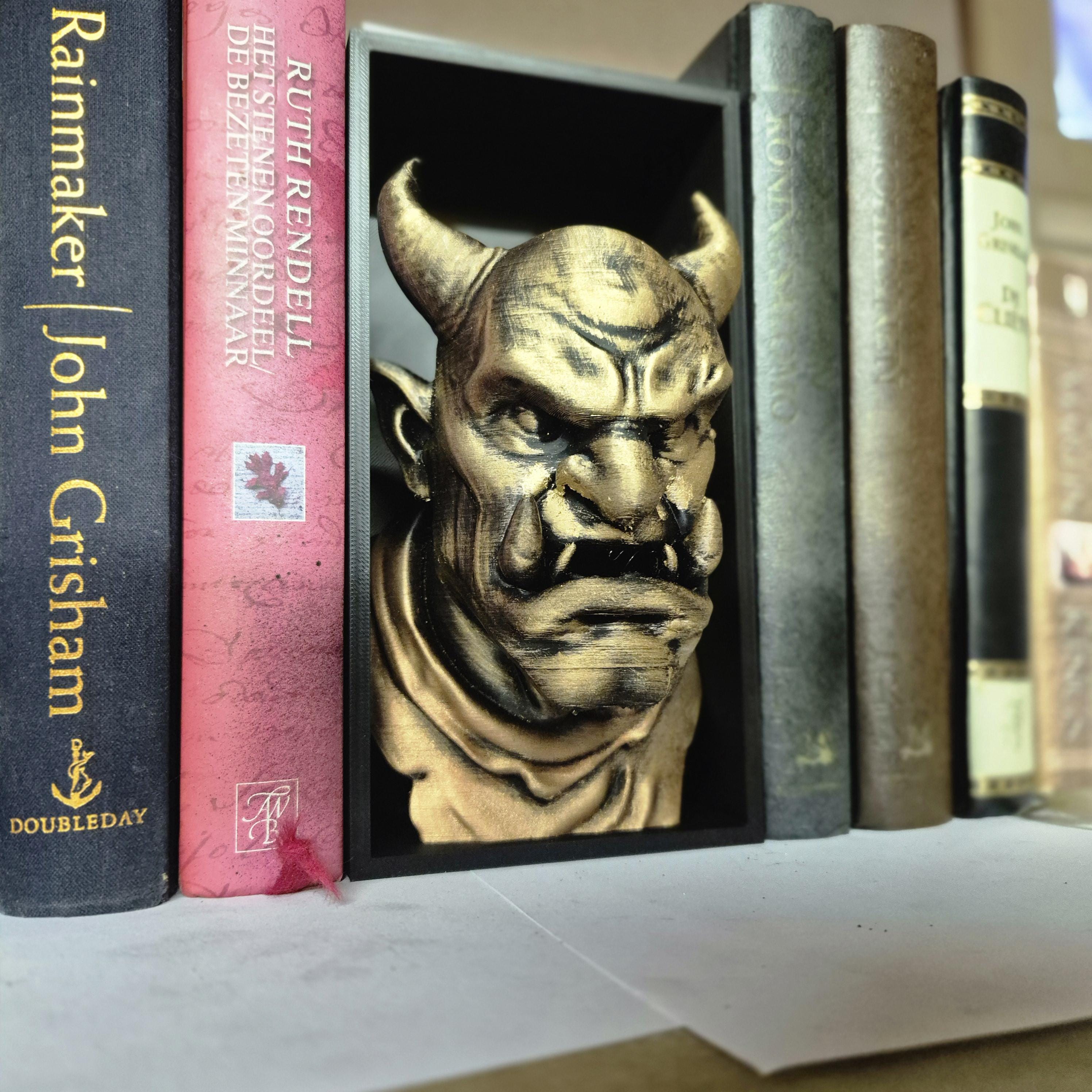 Orc Book Nook - 3D Printed Orc Warrior for Fantasy Bookshelves