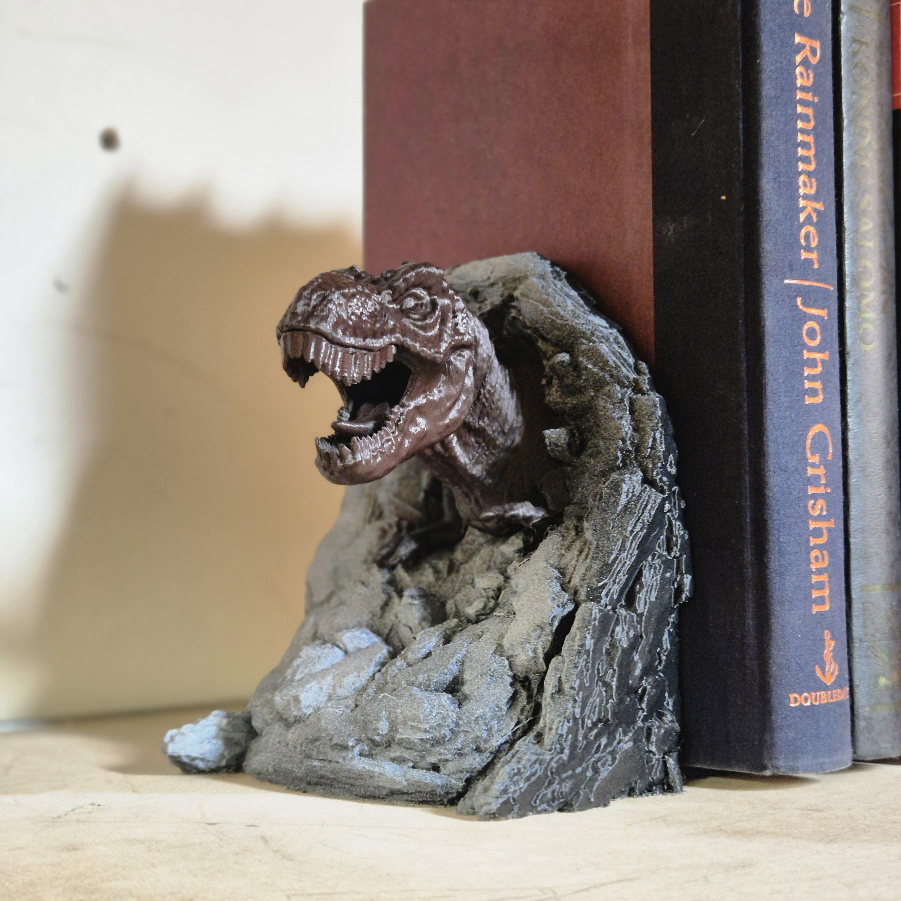 T-rex book ends bookshelf decor