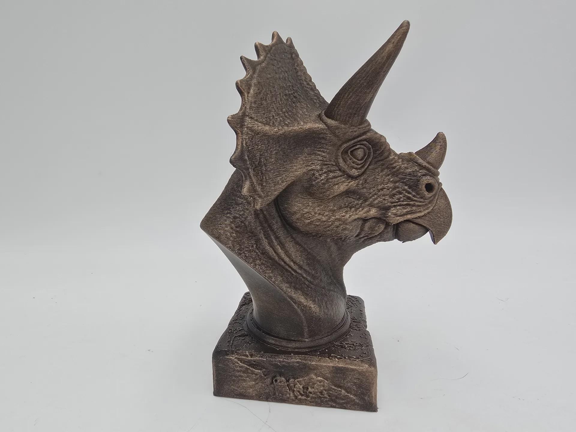 Bust of a Triceratops statue - home decor lover gift him her handpainted ornament