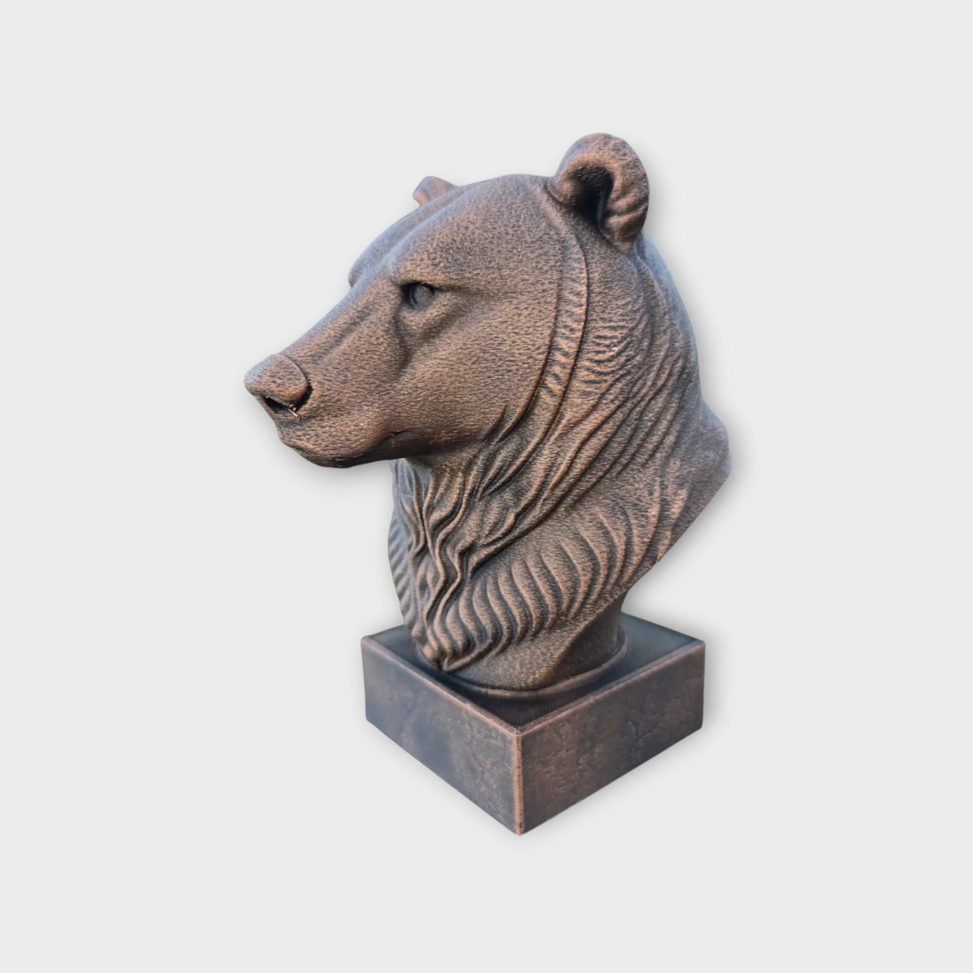 Bust of a grizzly bear statue - home decor lover gift him her handpainted ornament