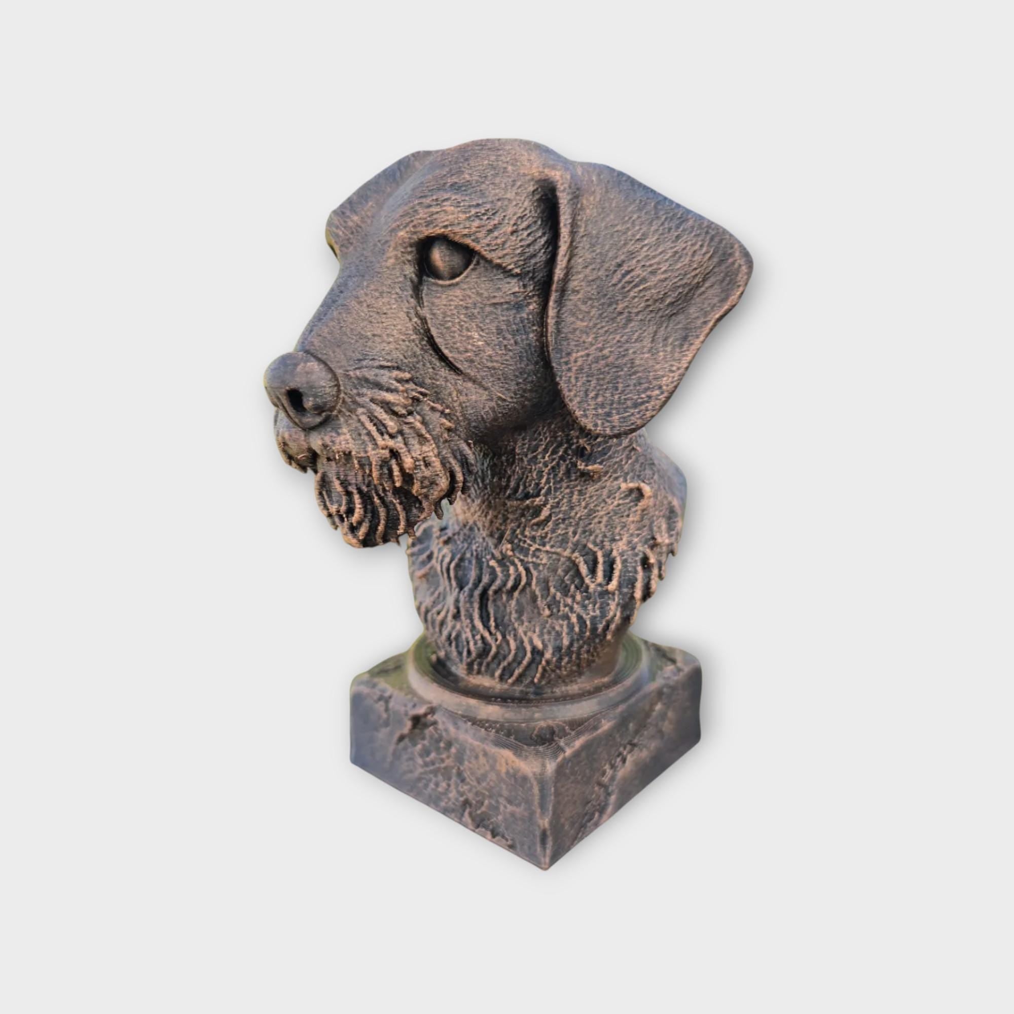 Bust of a wire haired dachshund statue - home decor dog lover gift him her handpainted ornament