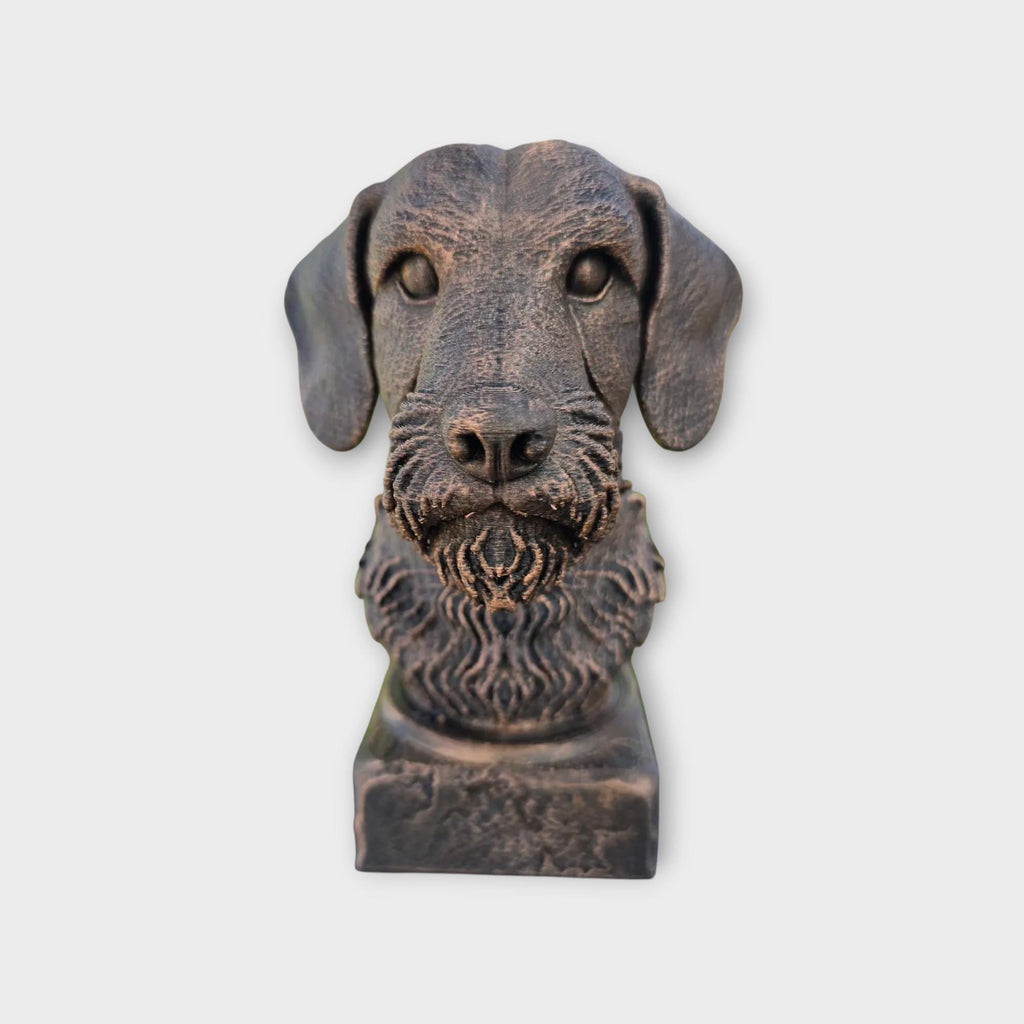 Bust of a wire haired dachshund statue - home decor dog lover gift him her handpainted ornament