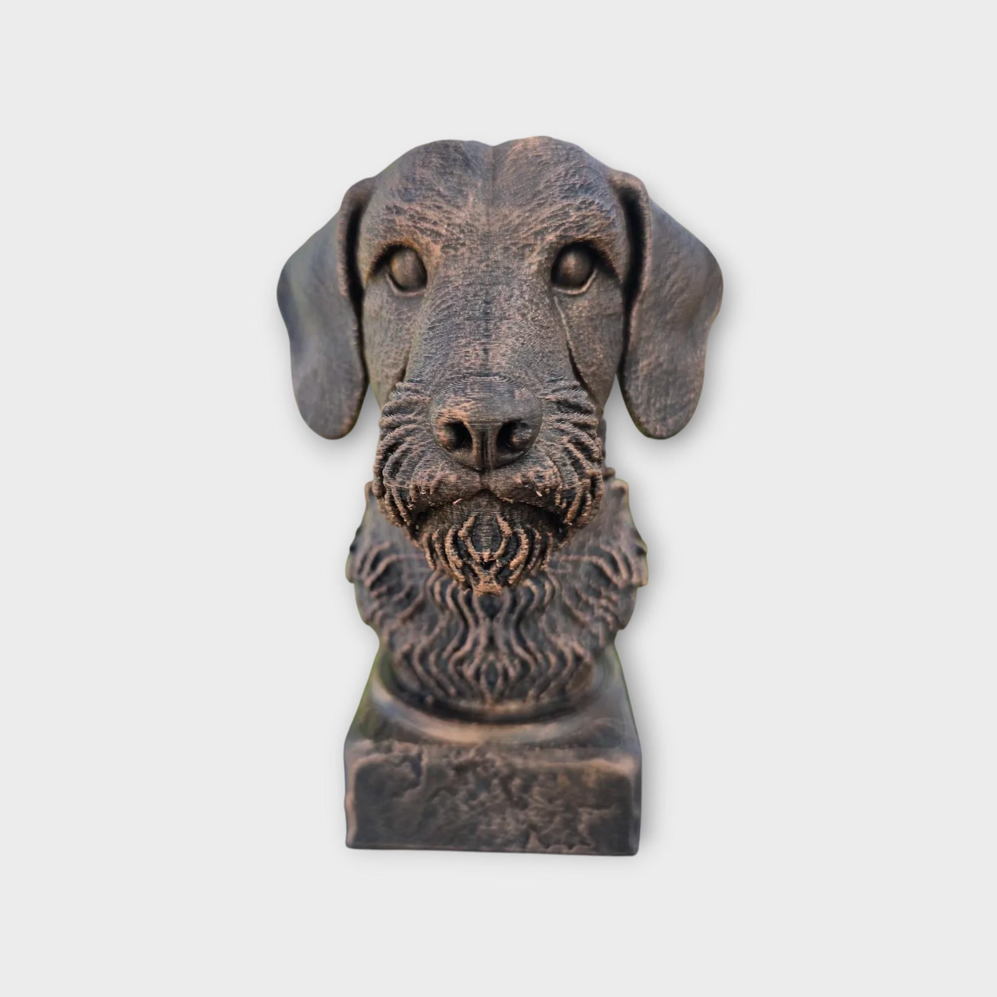Bust of a wire haired dachshund statue - home decor dog lover gift him her handpainted ornament