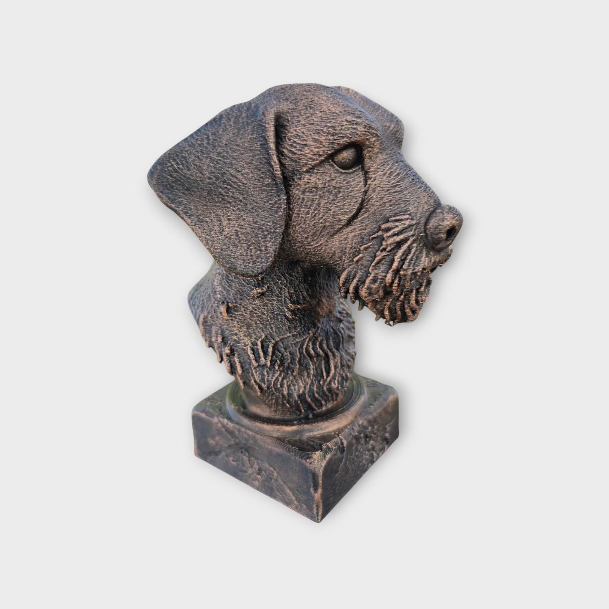 Bust of a wire haired dachshund statue - home decor dog lover gift him her handpainted ornament