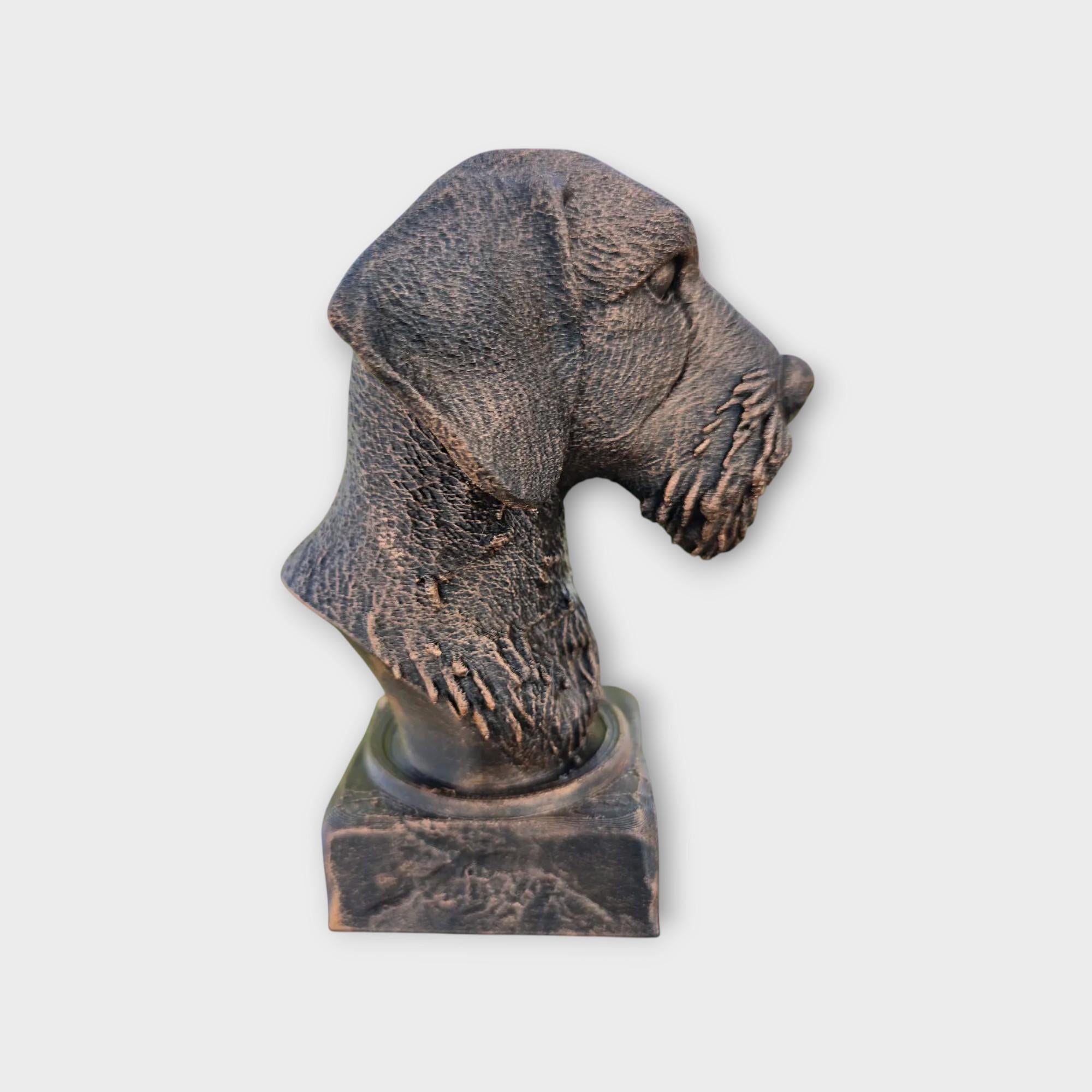 Bust of a wire haired dachshund statue - home decor dog lover gift him her handpainted ornament