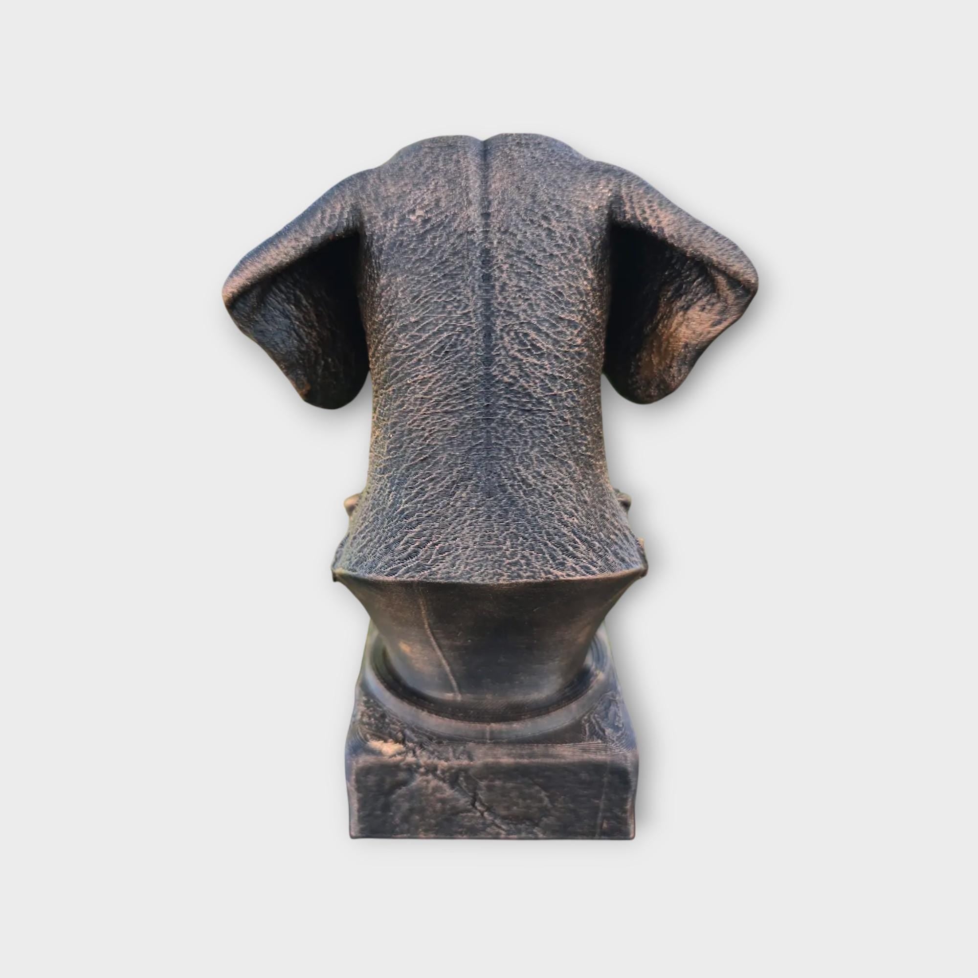 Bust of a wire haired dachshund statue - home decor dog lover gift him her handpainted ornament