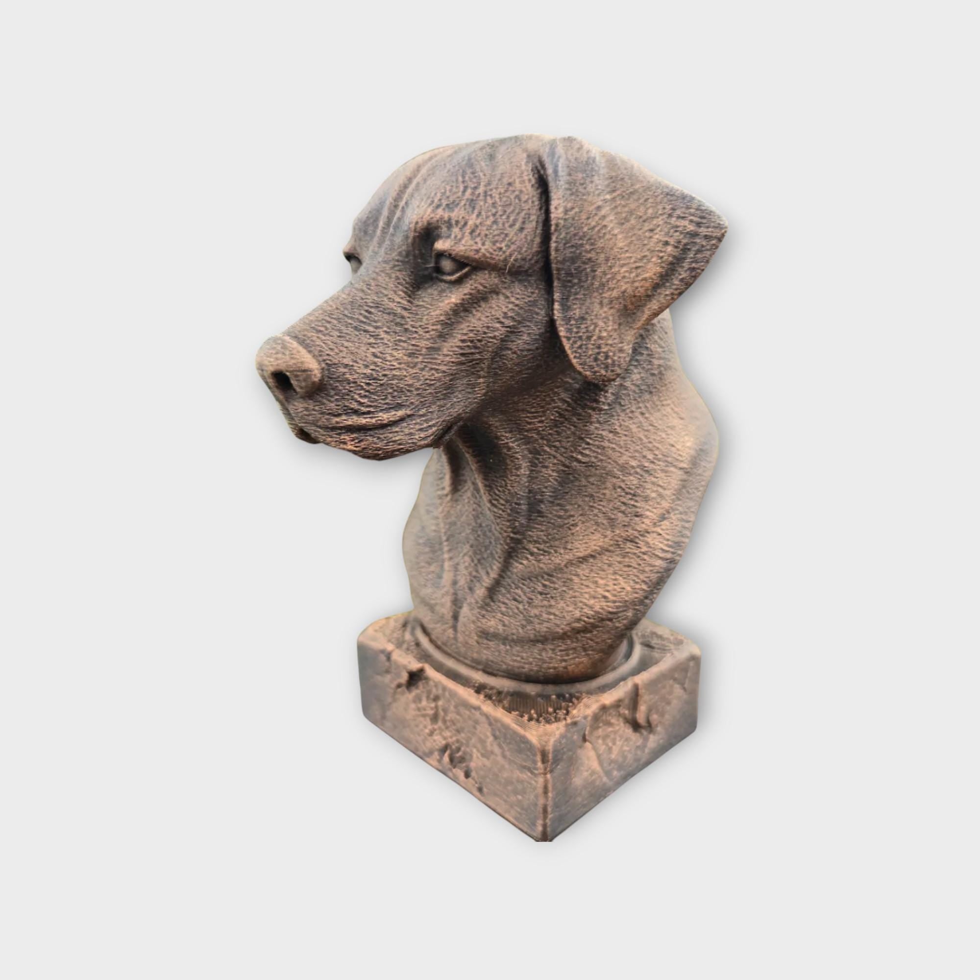 Bust of a rhodesian ridgeback statue - home decor dog lover gift him her handpainted ornament