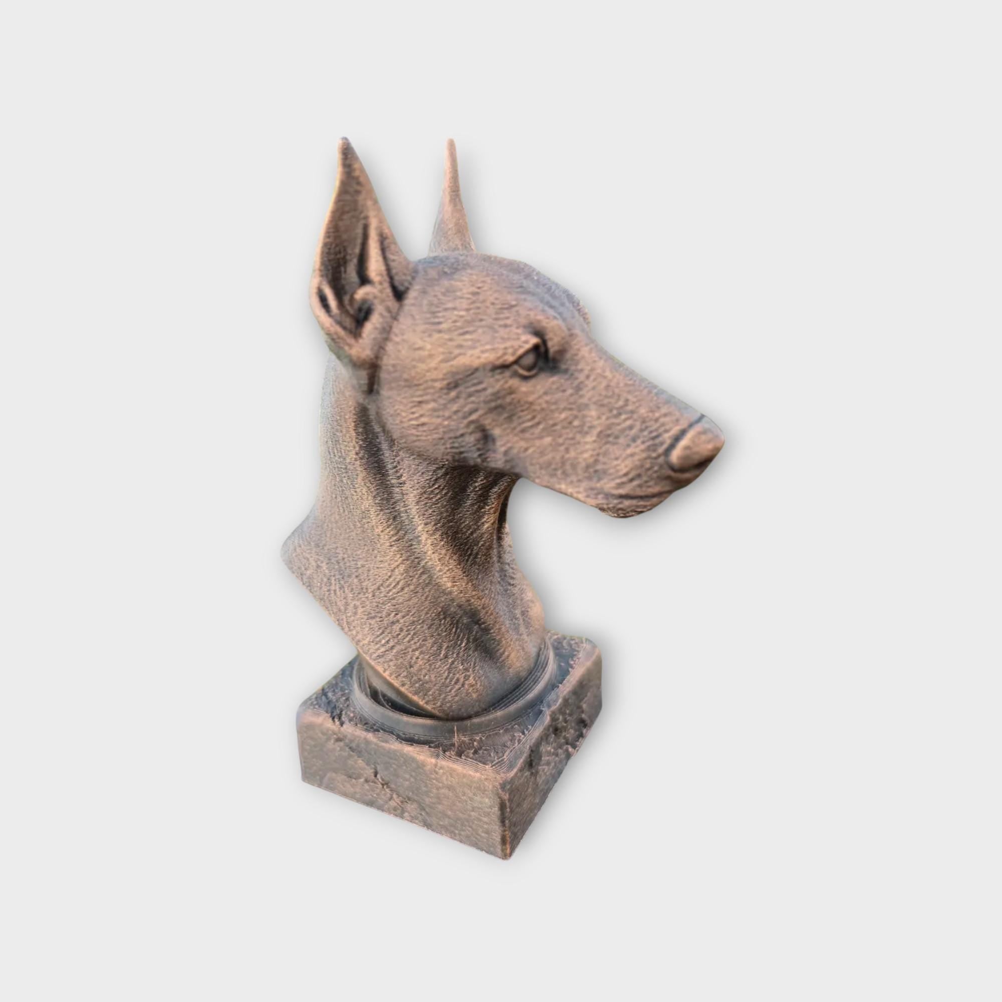 Bust of a Pinscher statue - home decor dog lover gift him her handpainted ornament