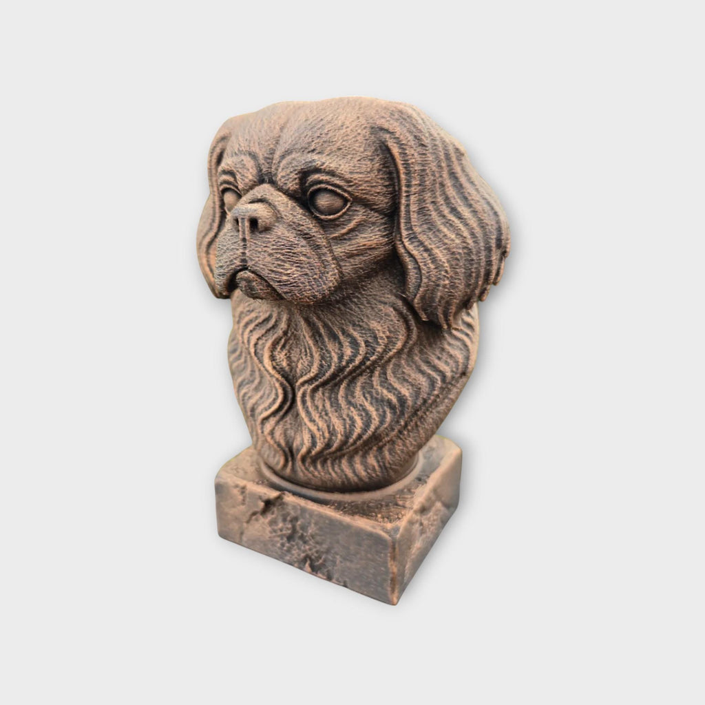 Bust of a Pekingese statue - home decor dog lover gift him her handpainted ornament