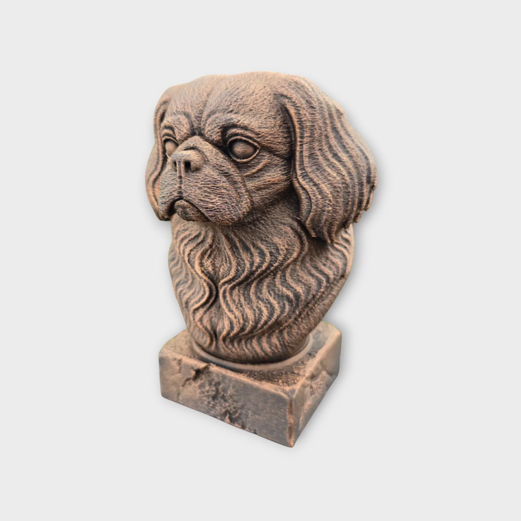 Bust of a Pekingese statue - home decor dog lover gift him her handpainted ornament