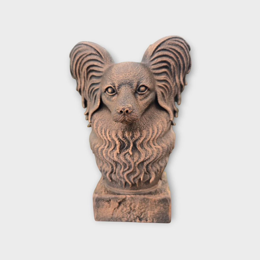 Bust of a Papillon statue - home decor dog lover gift him her handpainted ornament