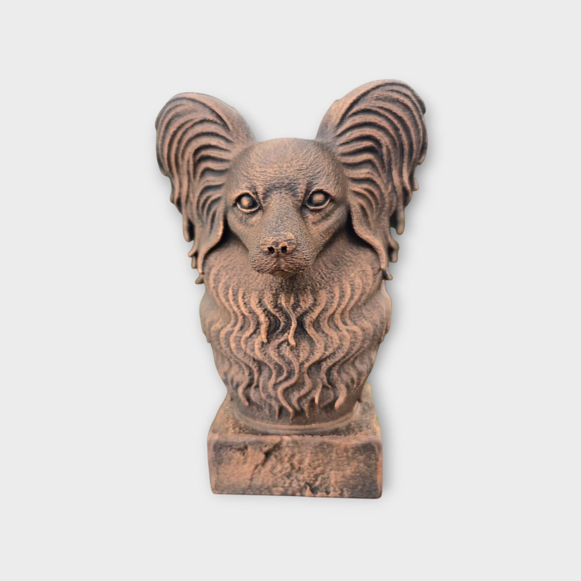 Bust of a Papillon statue - home decor dog lover gift him her handpainted ornament