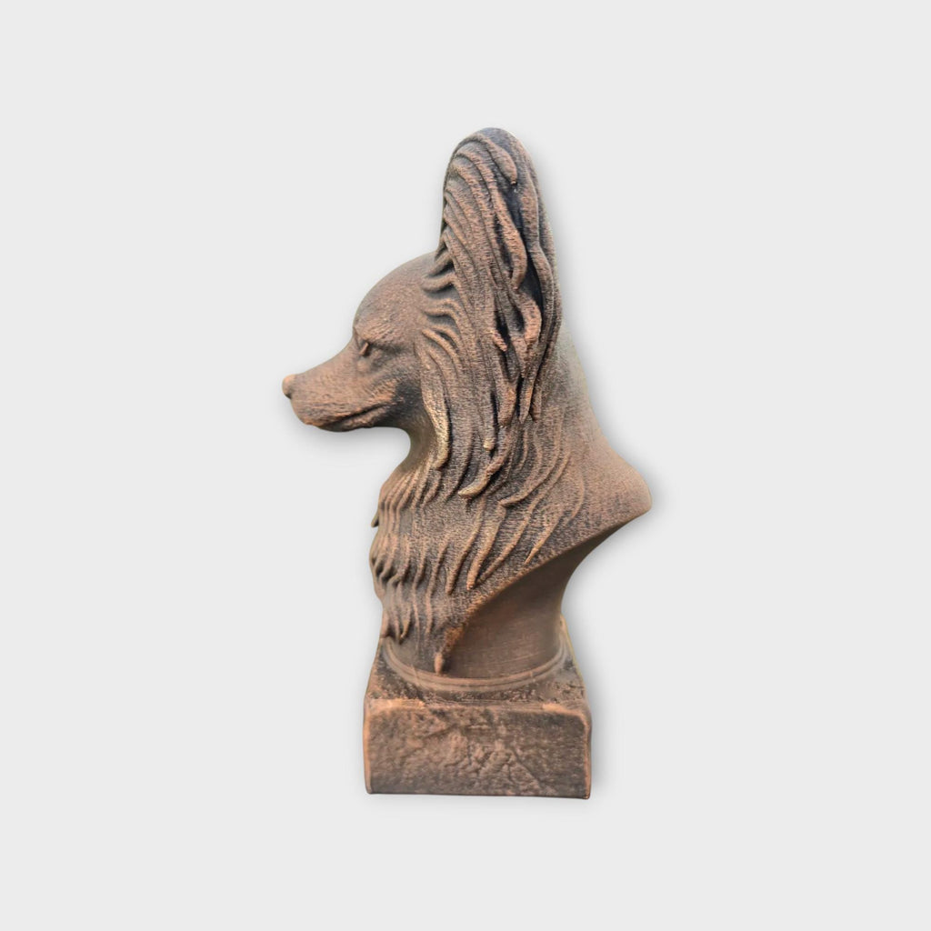 Bust of a Papillon statue - home decor dog lover gift him her handpainted ornament