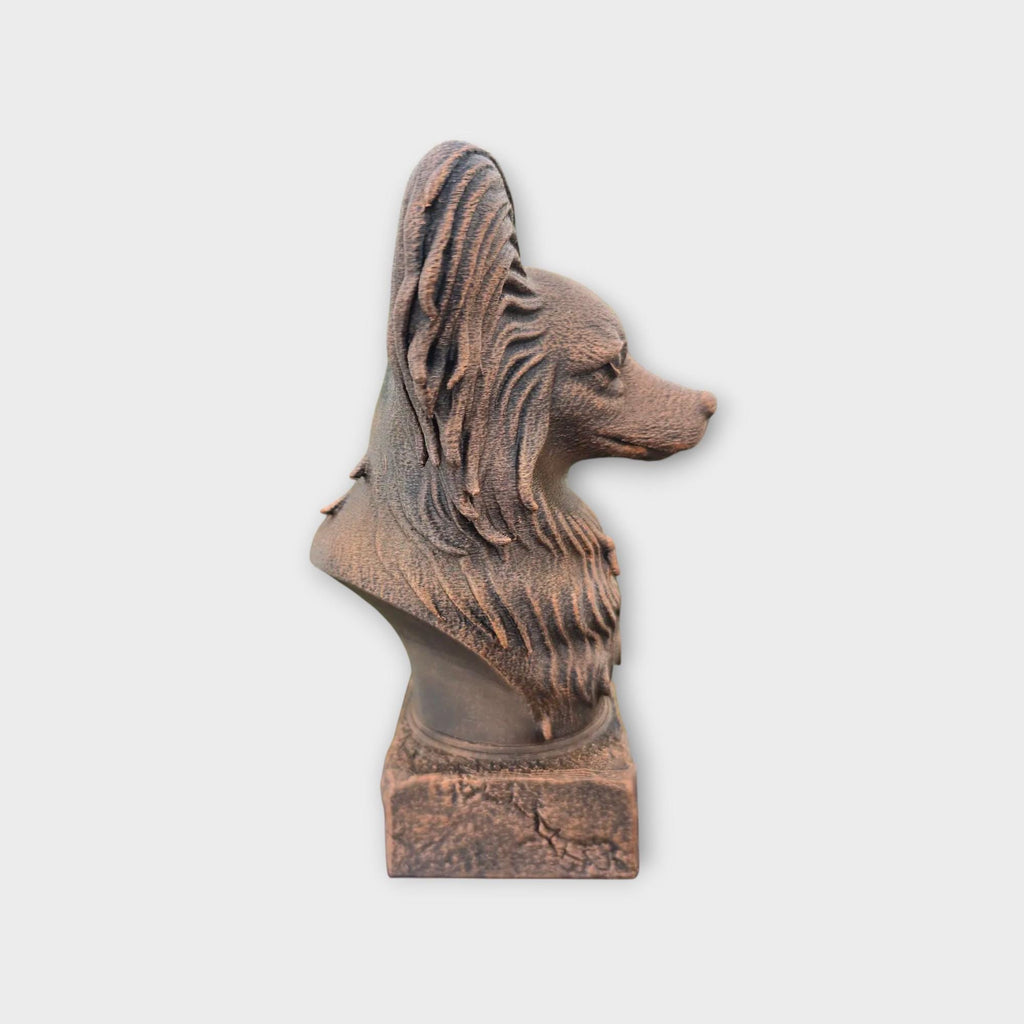 Bust of a Papillon statue - home decor dog lover gift him her handpainted ornament
