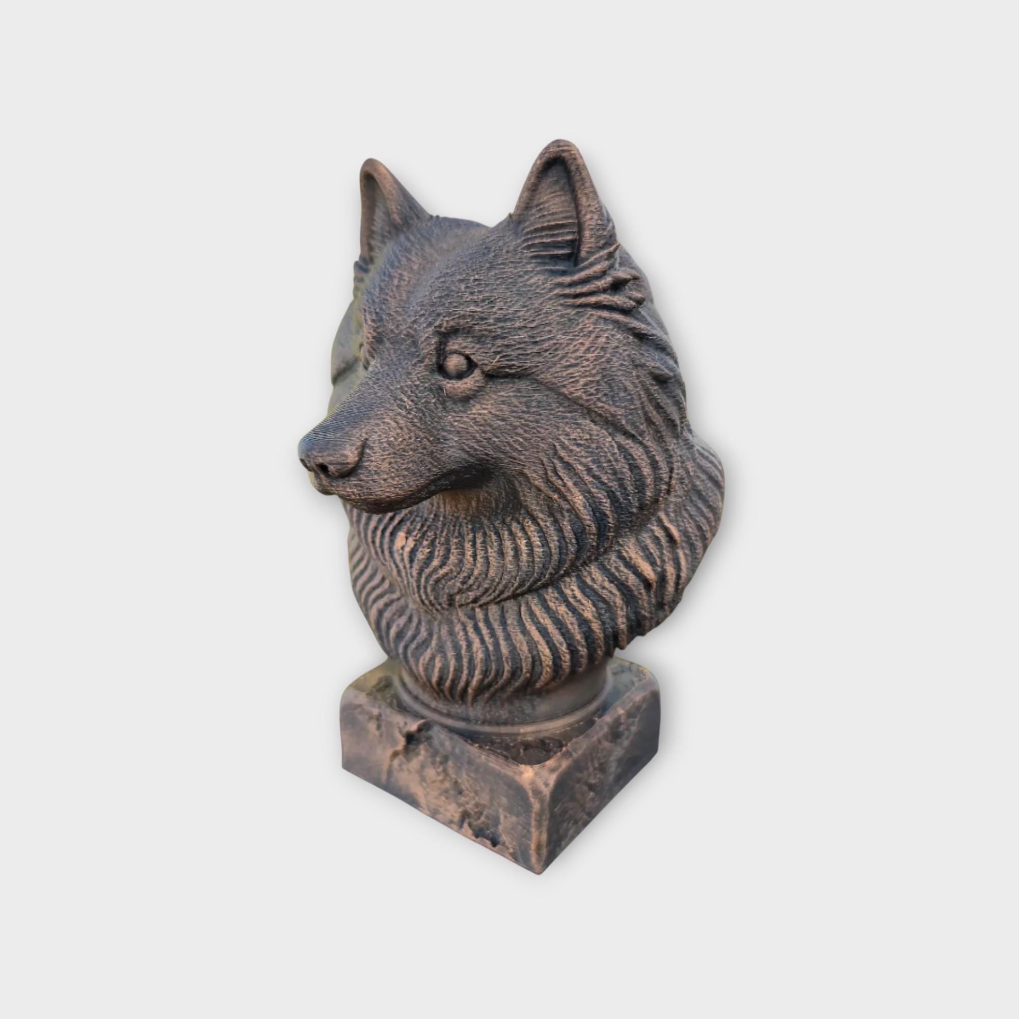 Bust of a Keeshond pointer statue - home decor dog lover gift him her handpainted ornament