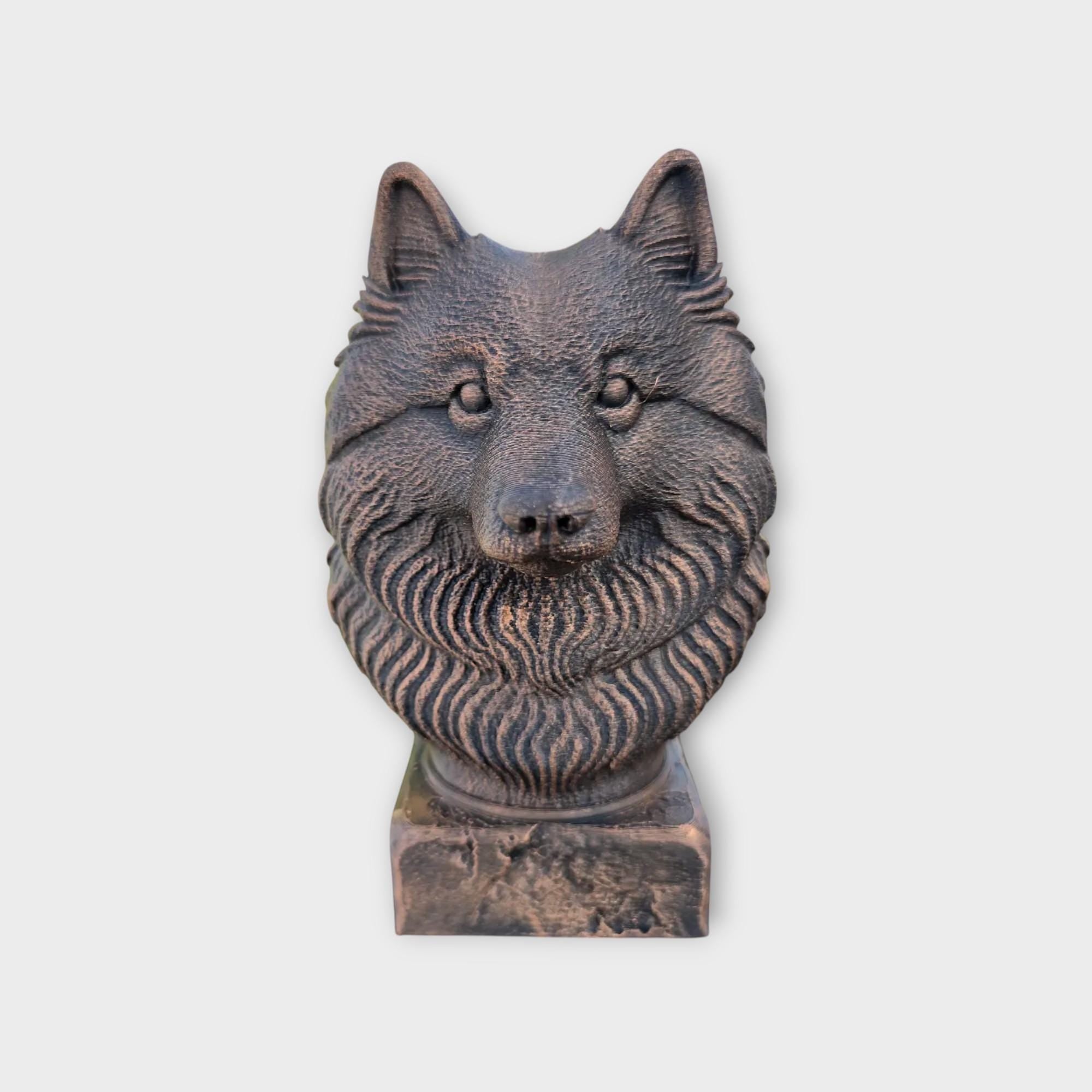 Bust of a Keeshond pointer statue - home decor dog lover gift him her handpainted ornament