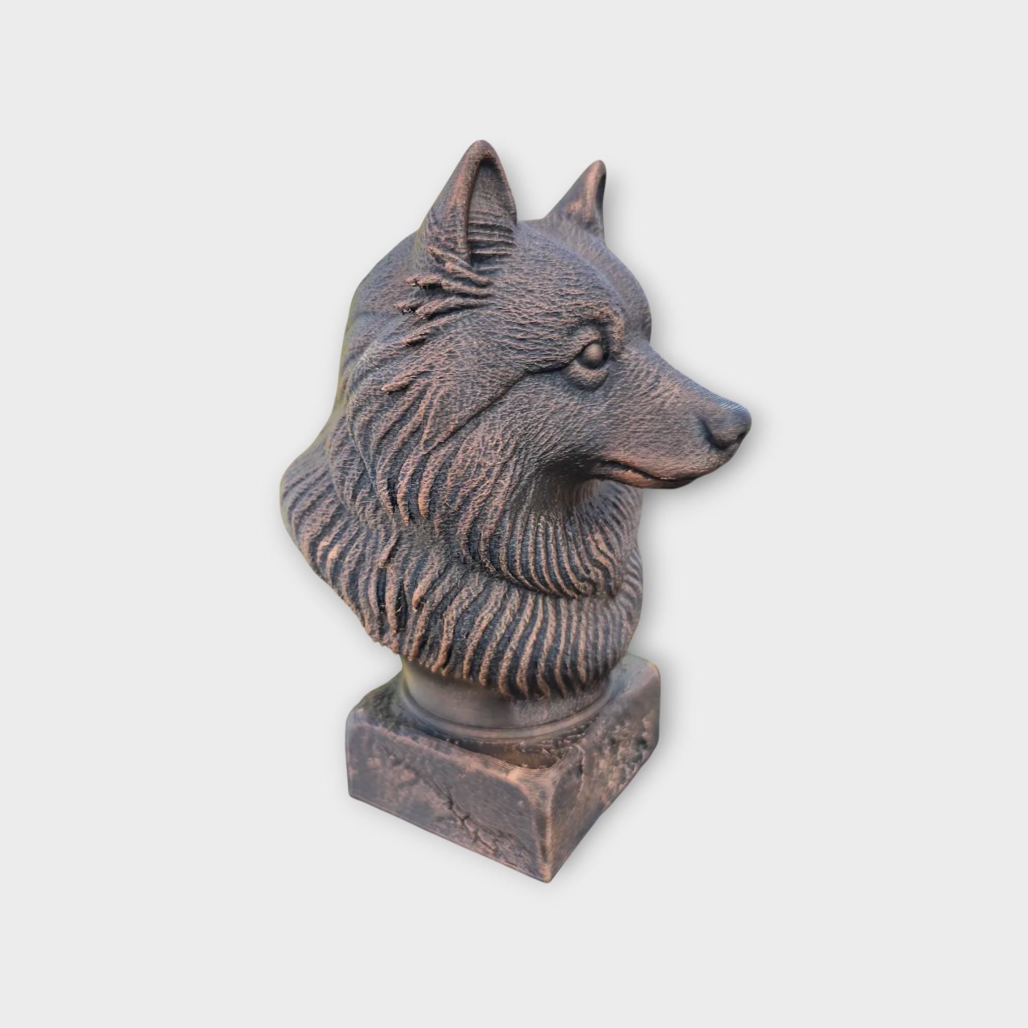 Bust of a Keeshond pointer statue - home decor dog lover gift him her handpainted ornament