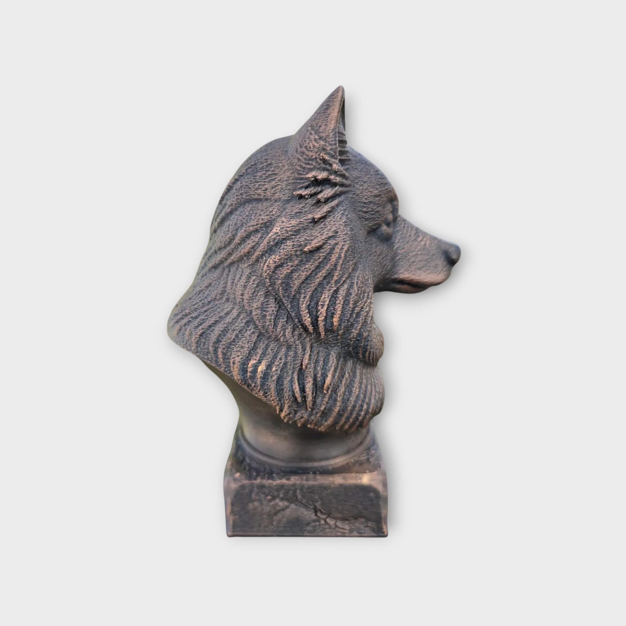 Bust of a Keeshond pointer statue - home decor dog lover gift him her handpainted ornament