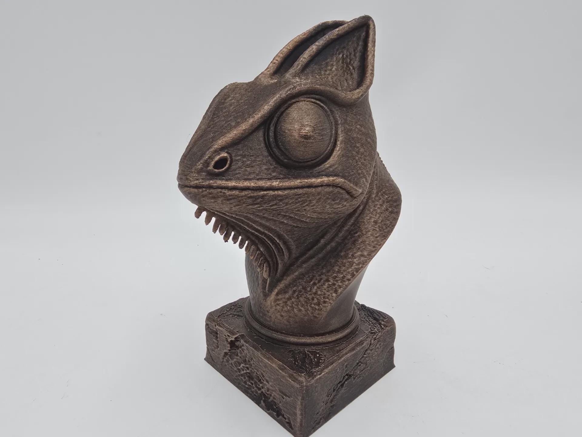 Bust of a Chameleon statue - home decor lover gift him her handpainted ornament