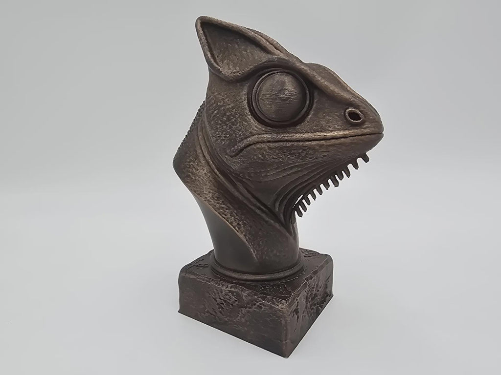 Bust of a Chameleon statue - home decor lover gift him her handpainted ornament