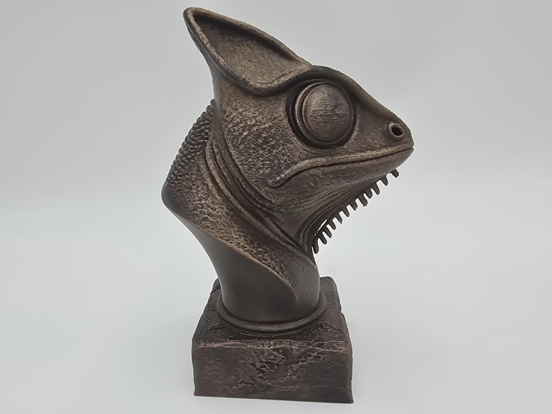 Bust of a Chameleon statue - home decor lover gift him her handpainted ornament