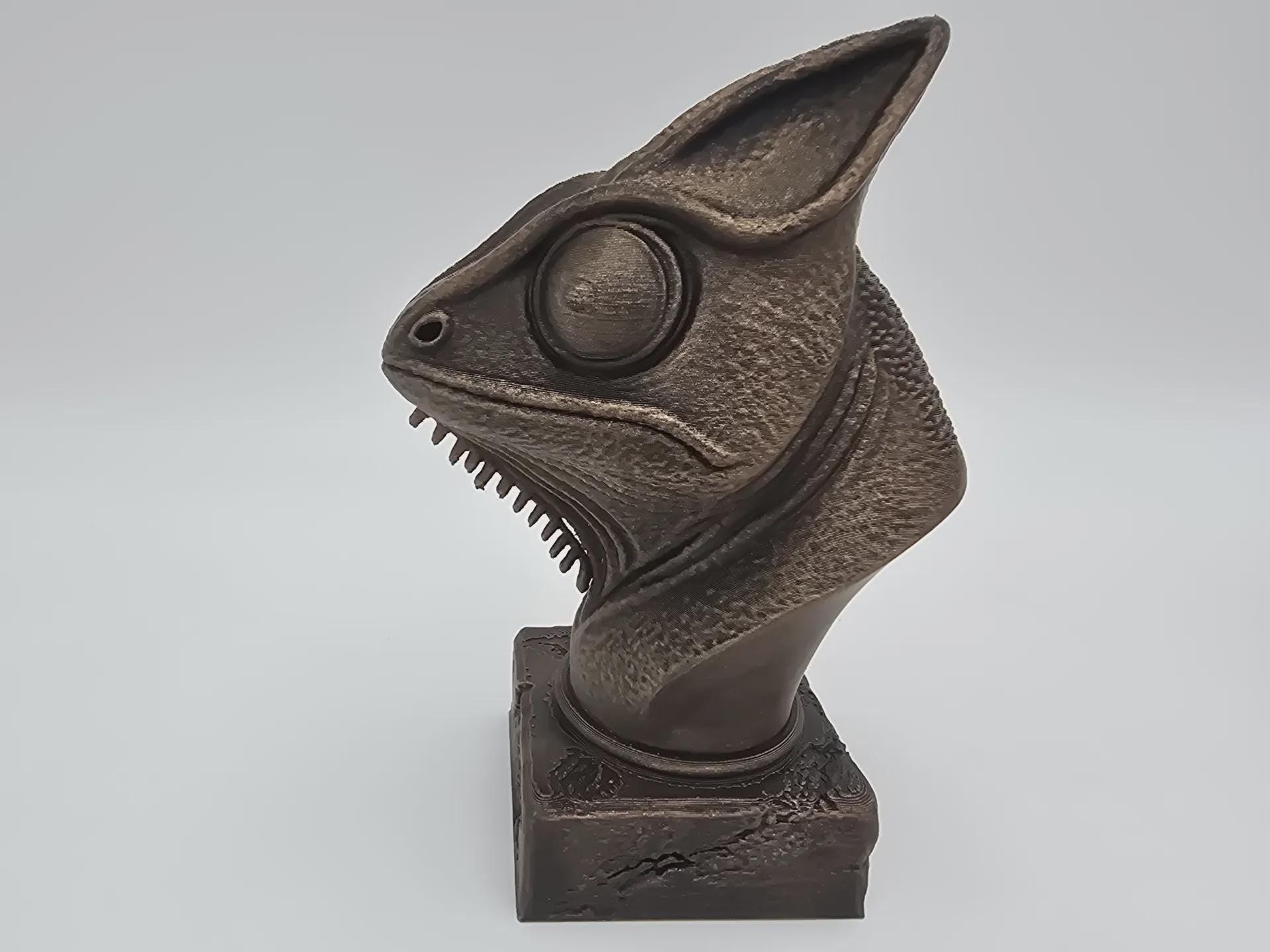 Bust of a Chameleon statue - home decor lover gift him her handpainted ornament