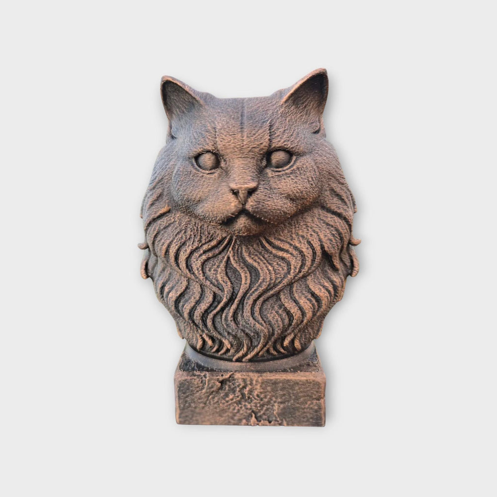 Bust of a Britisch long hair cat statue - home decor cat lover gift him her handpainted ornament