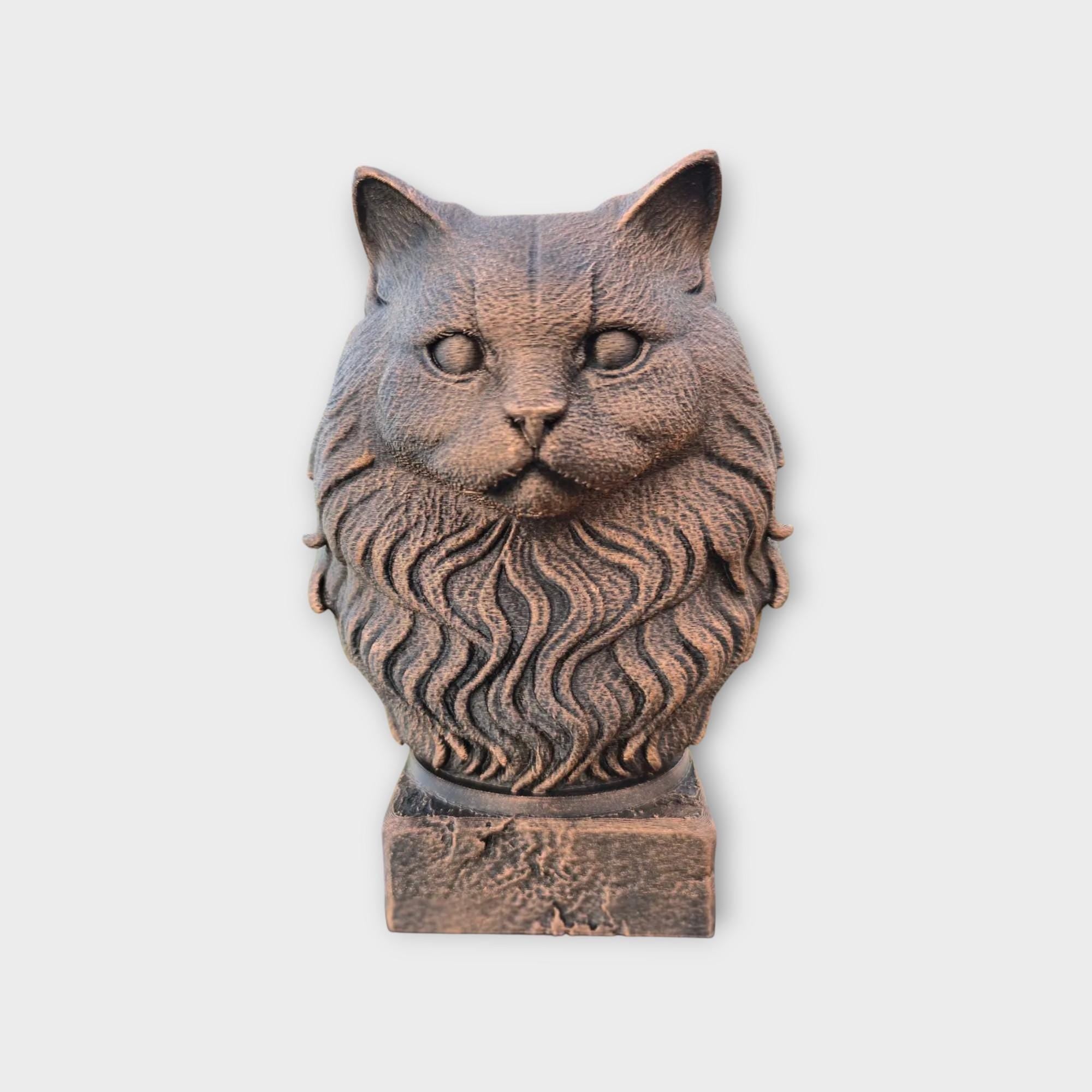 Bust of a Britisch long hair cat statue - home decor cat lover gift him her handpainted ornament