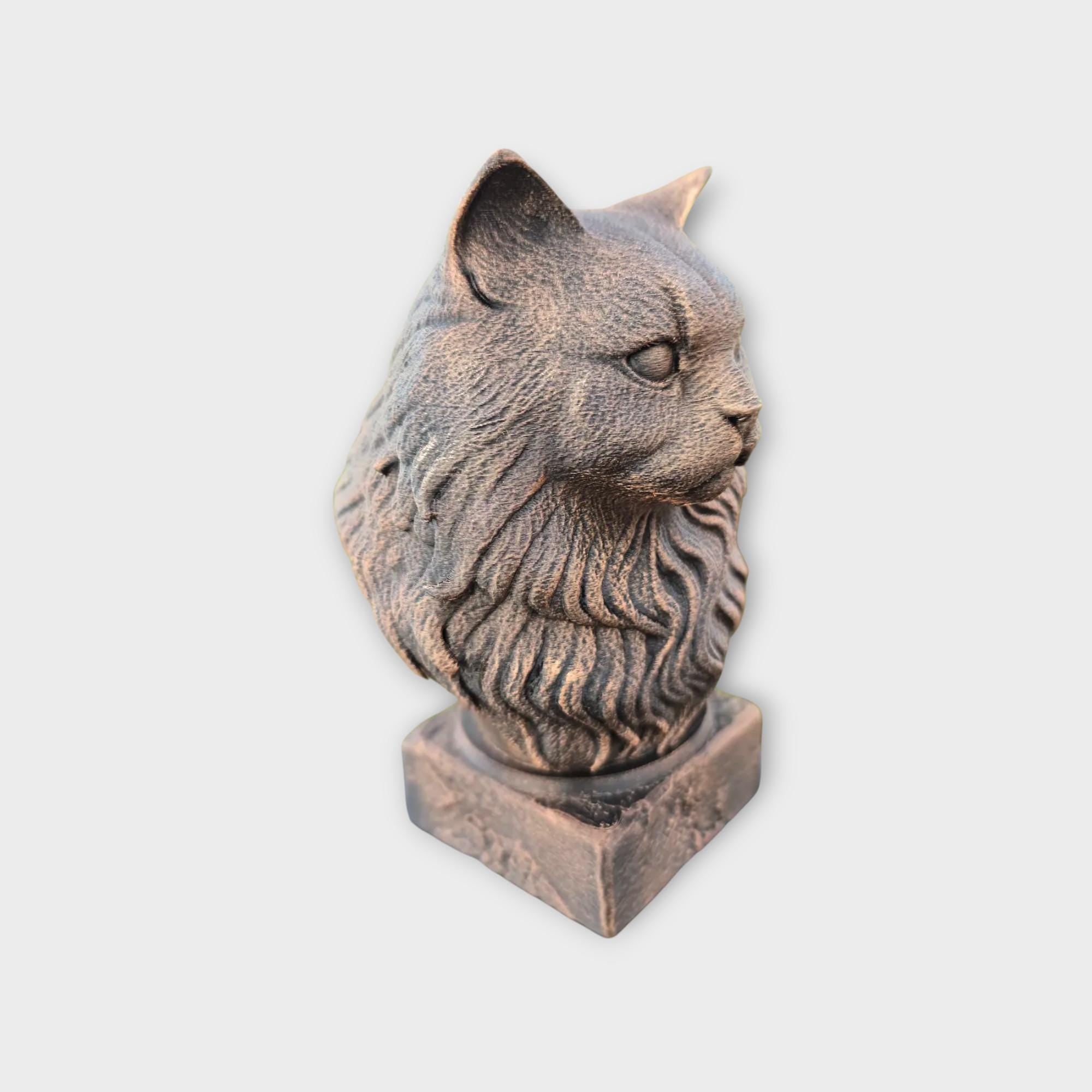 Bust of a Britisch long hair cat statue - home decor cat lover gift him her handpainted ornament