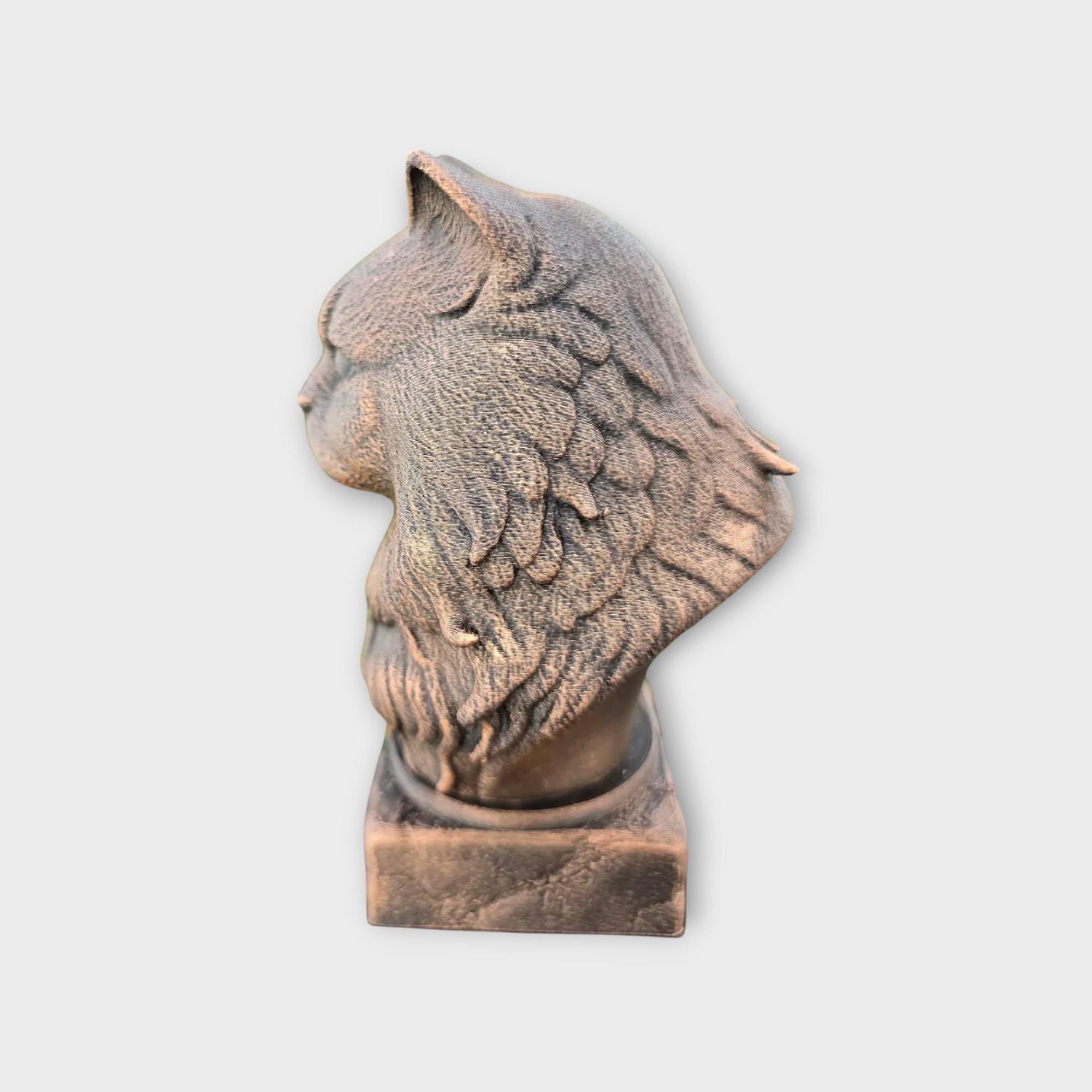 Bust of a Britisch long hair cat statue - home decor cat lover gift him her handpainted ornament