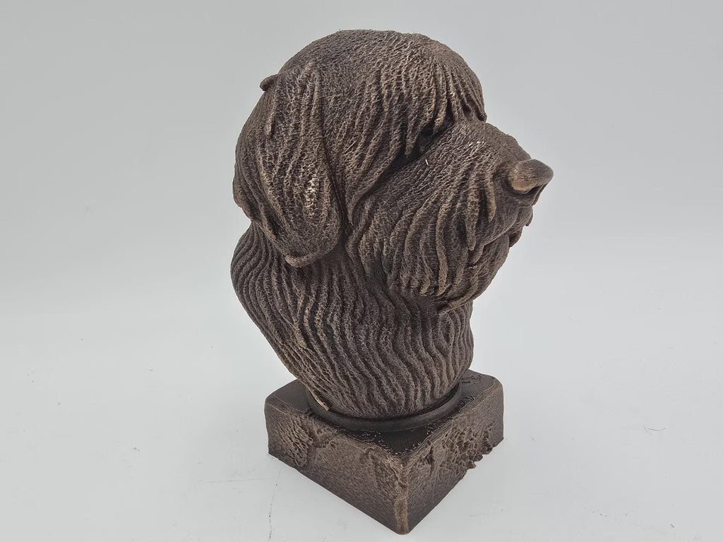 Bust of a bobtail dog statue - home decor dog lover gift him her handpainted ornament