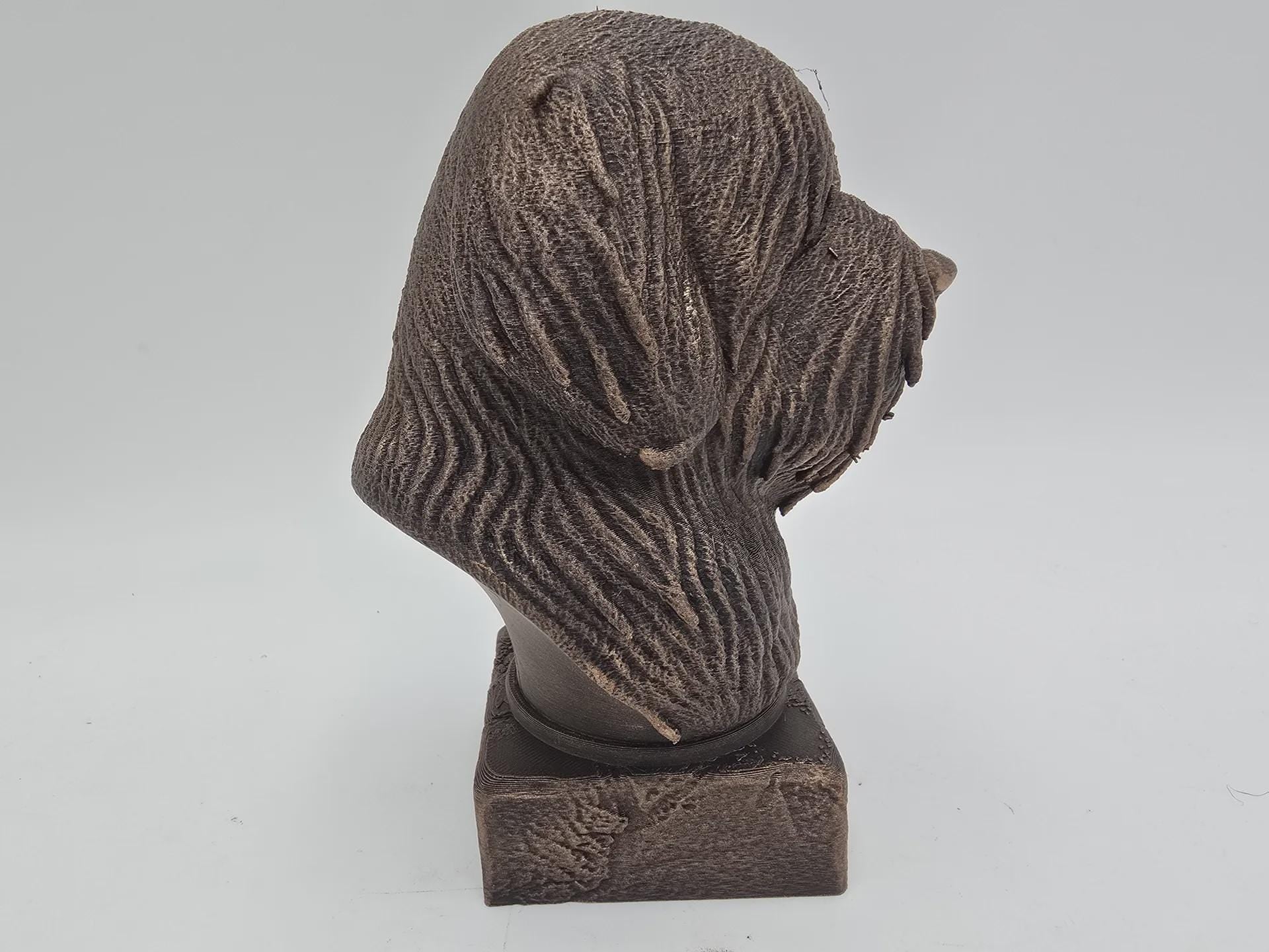 Bust of a bobtail dog statue - home decor dog lover gift him her handpainted ornament