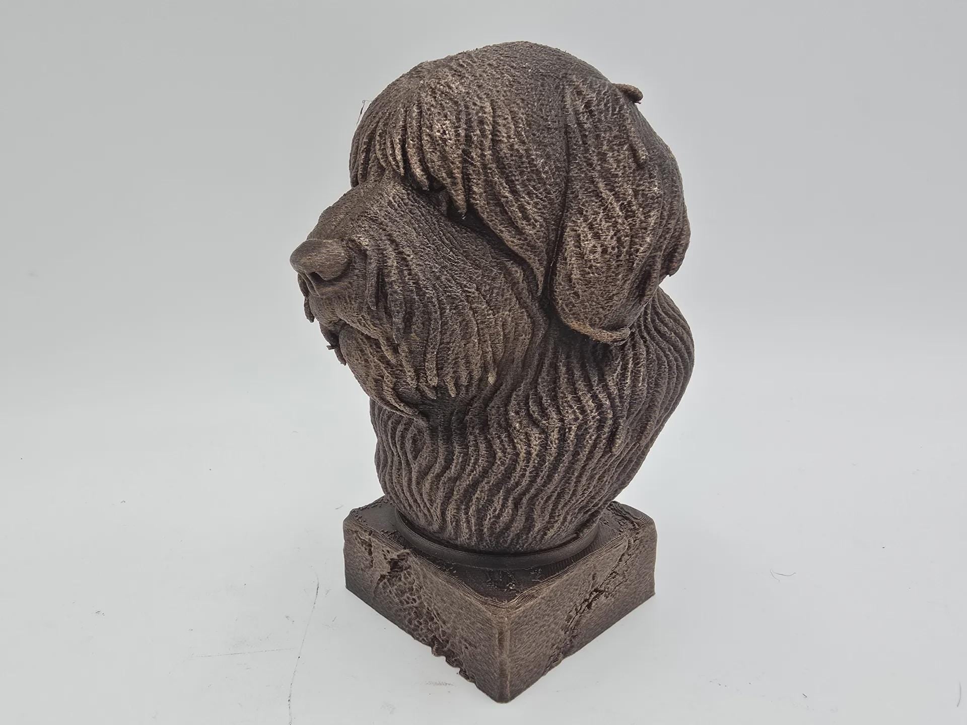 Bust of a bobtail dog statue - home decor dog lover gift him her handpainted ornament