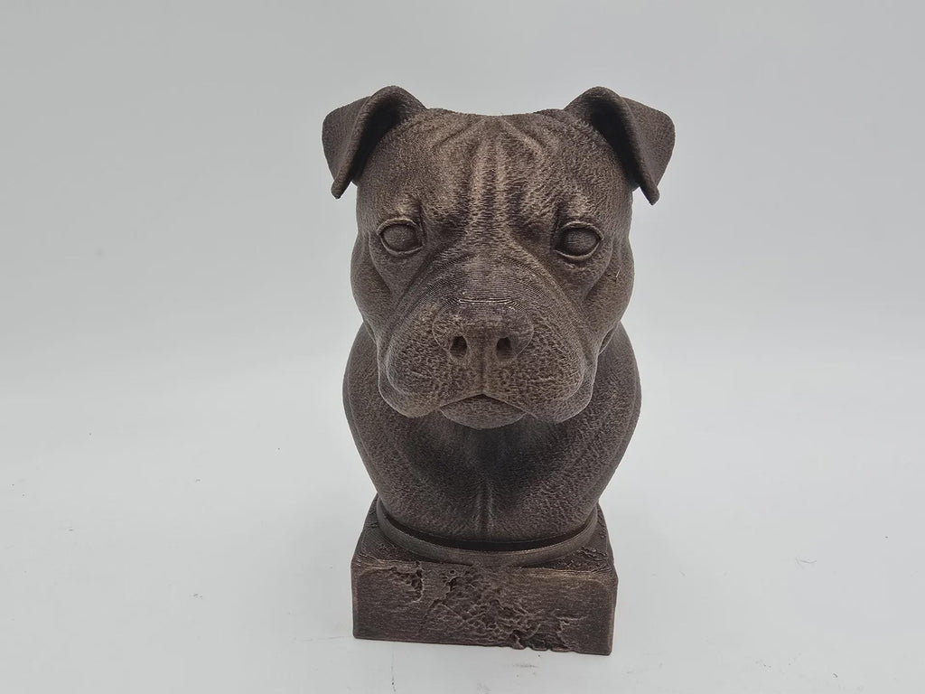 Bust of a american bully natural ears dog statue - home decor dog lover gift him her handpainted ornament