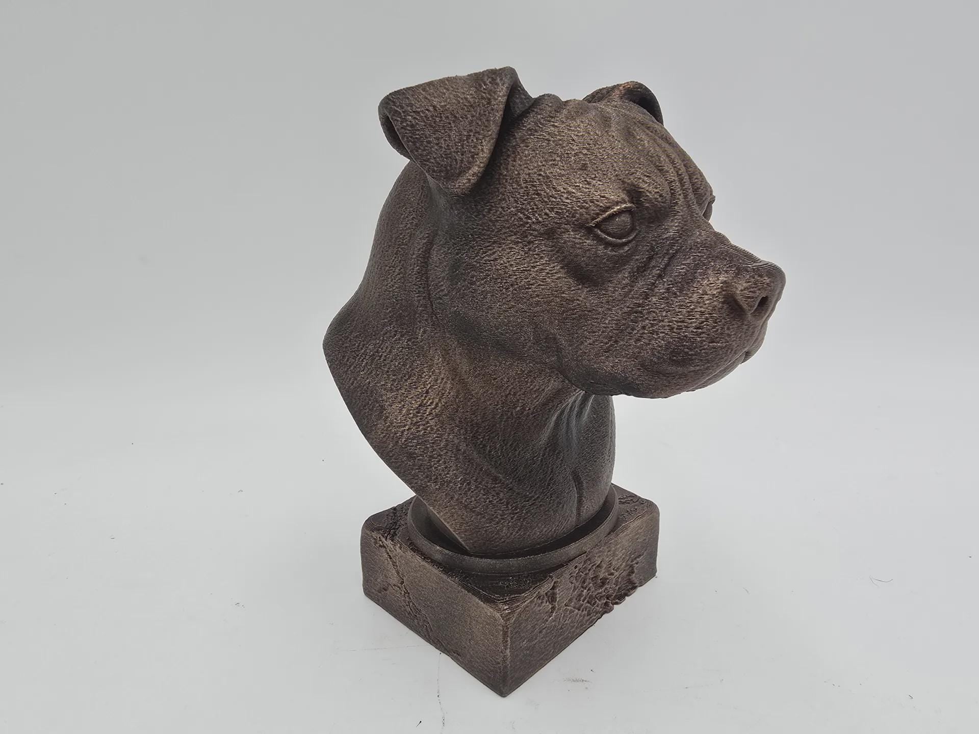 Bust of a american bully natural ears dog statue - home decor dog lover gift him her handpainted ornament
