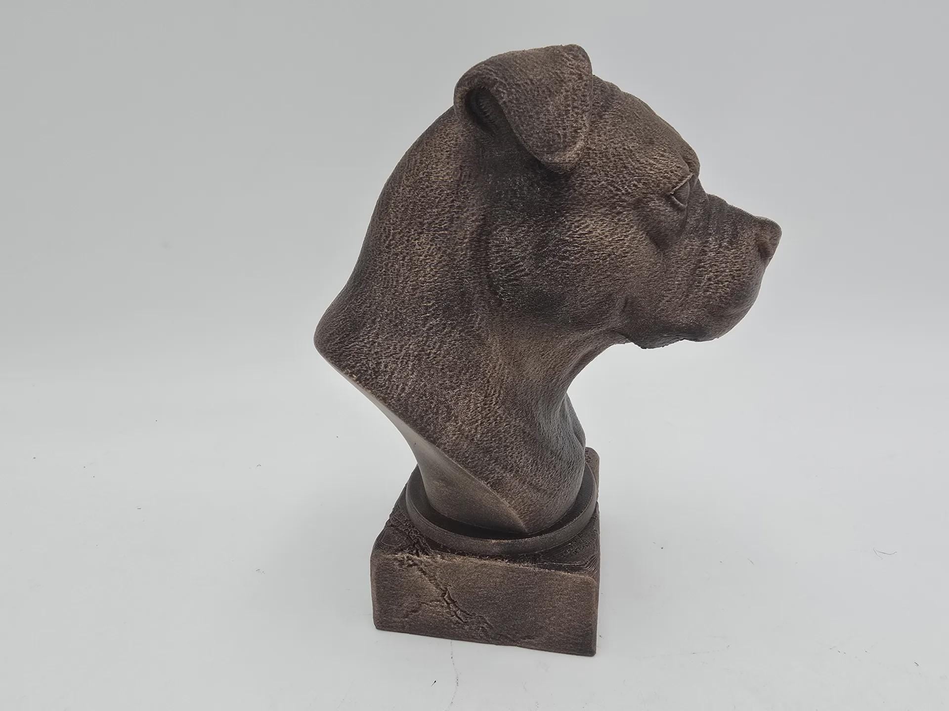 Bust of a american bully natural ears dog statue - home decor dog lover gift him her handpainted ornament