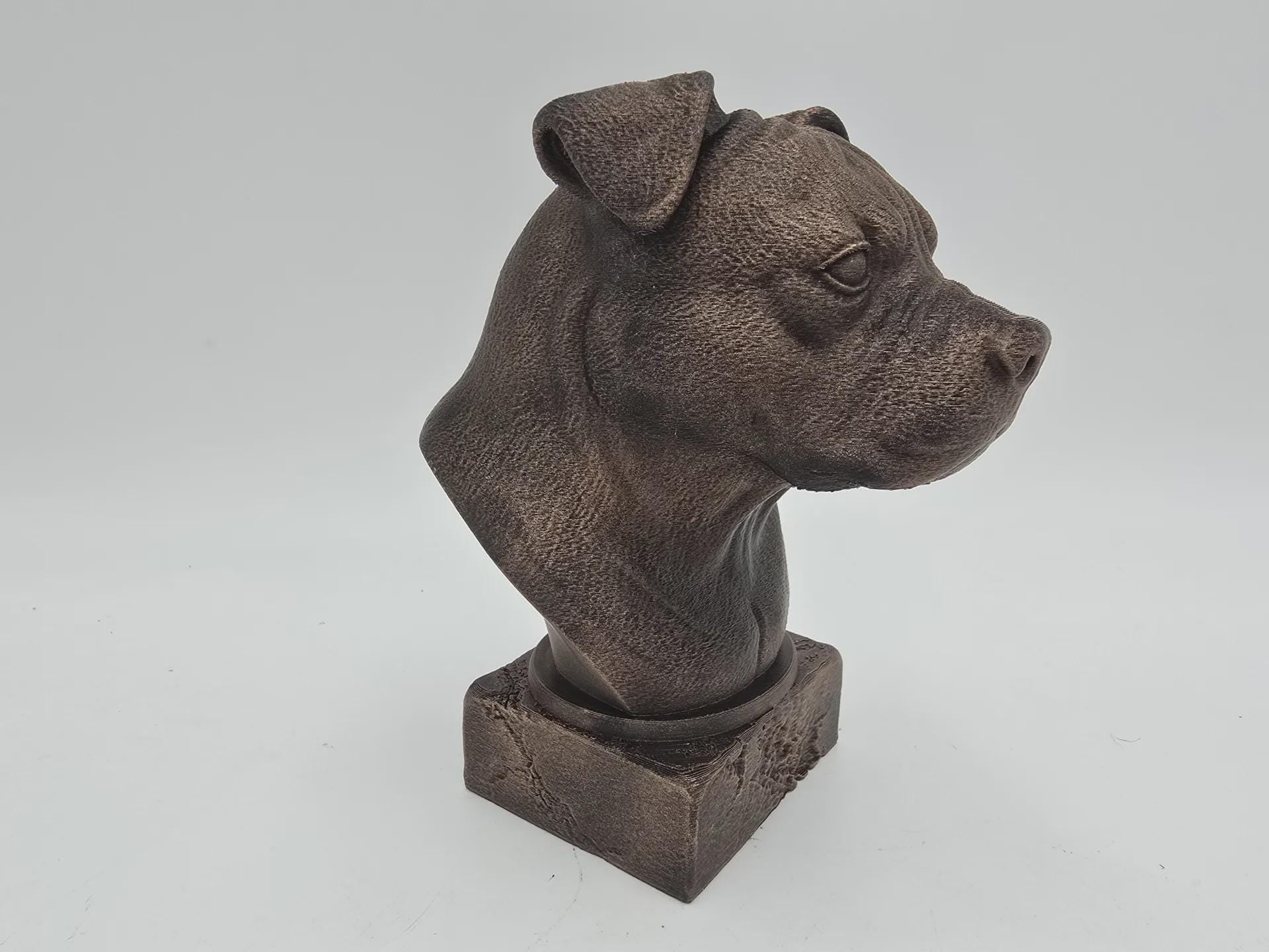 Bust of a american bully natural ears dog statue - home decor dog lover gift him her handpainted ornament