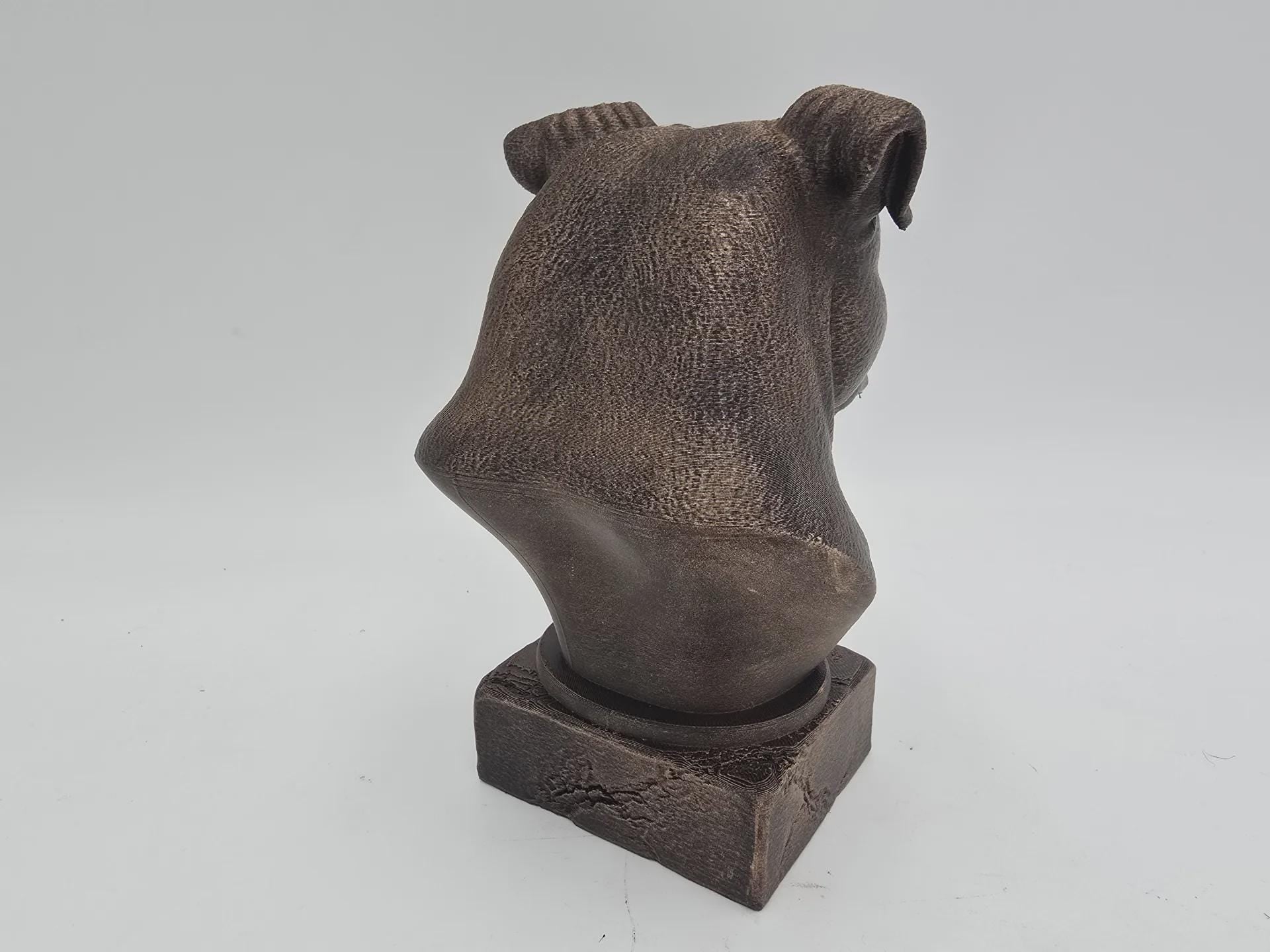 Bust of a american bully natural ears dog statue - home decor dog lover gift him her handpainted ornament