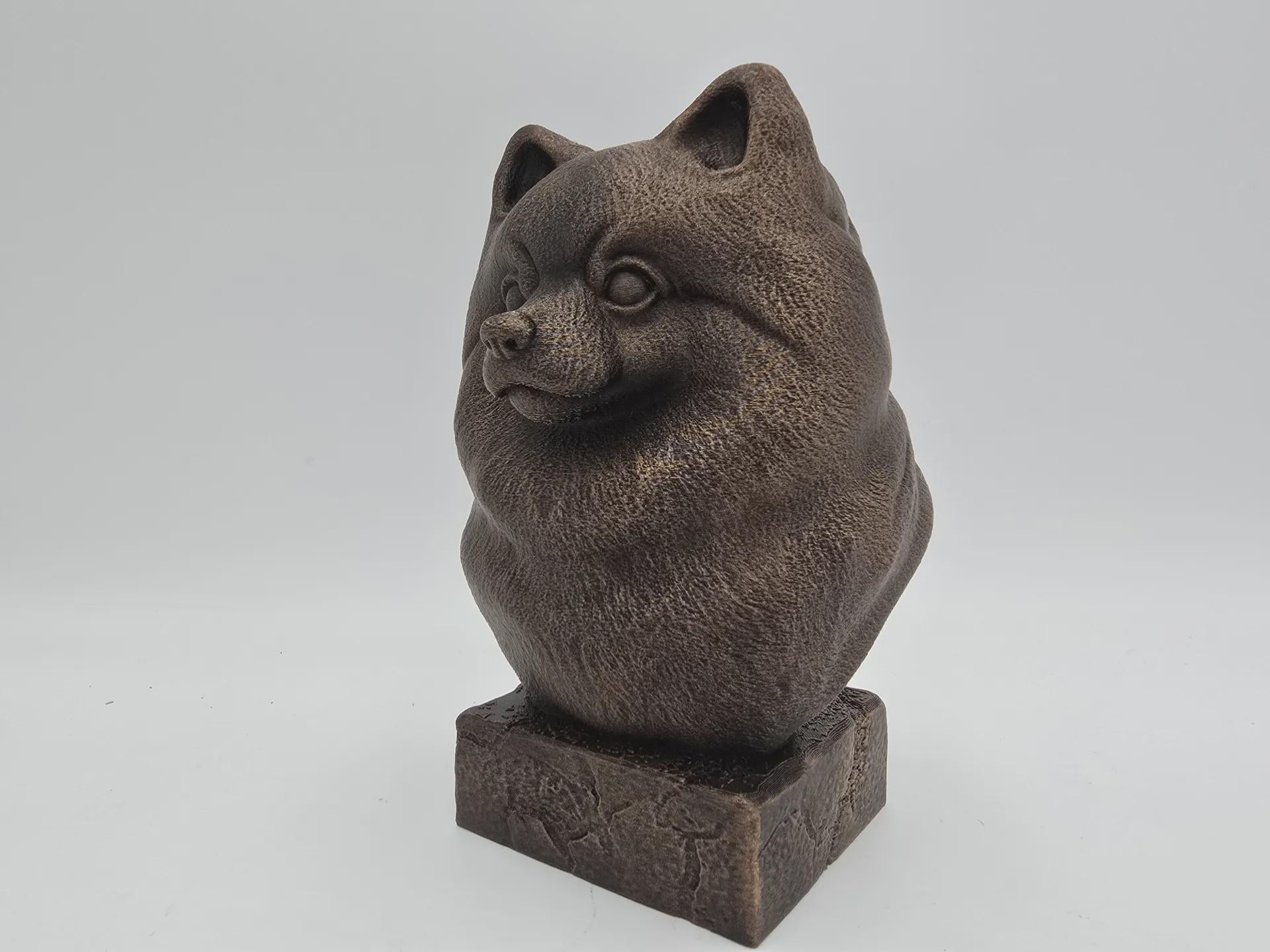 Bust of a Pomperian bust dog statue - home decor dog lover gift him her handpainted ornament