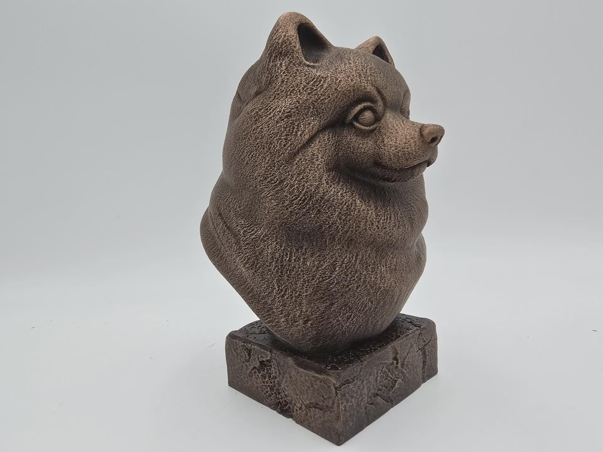 Bust of a Pomperian bust dog statue - home decor dog lover gift him her handpainted ornament