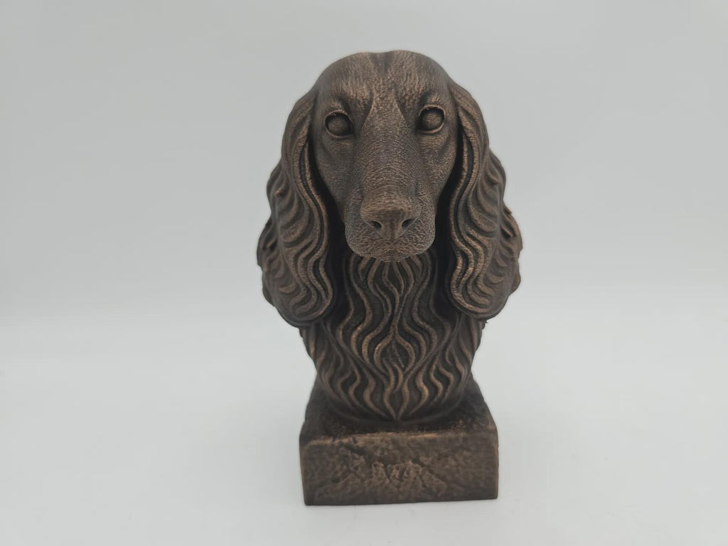 Bust of a long haired dachshund bust dog statue - home decor dog lover handpainted ornament