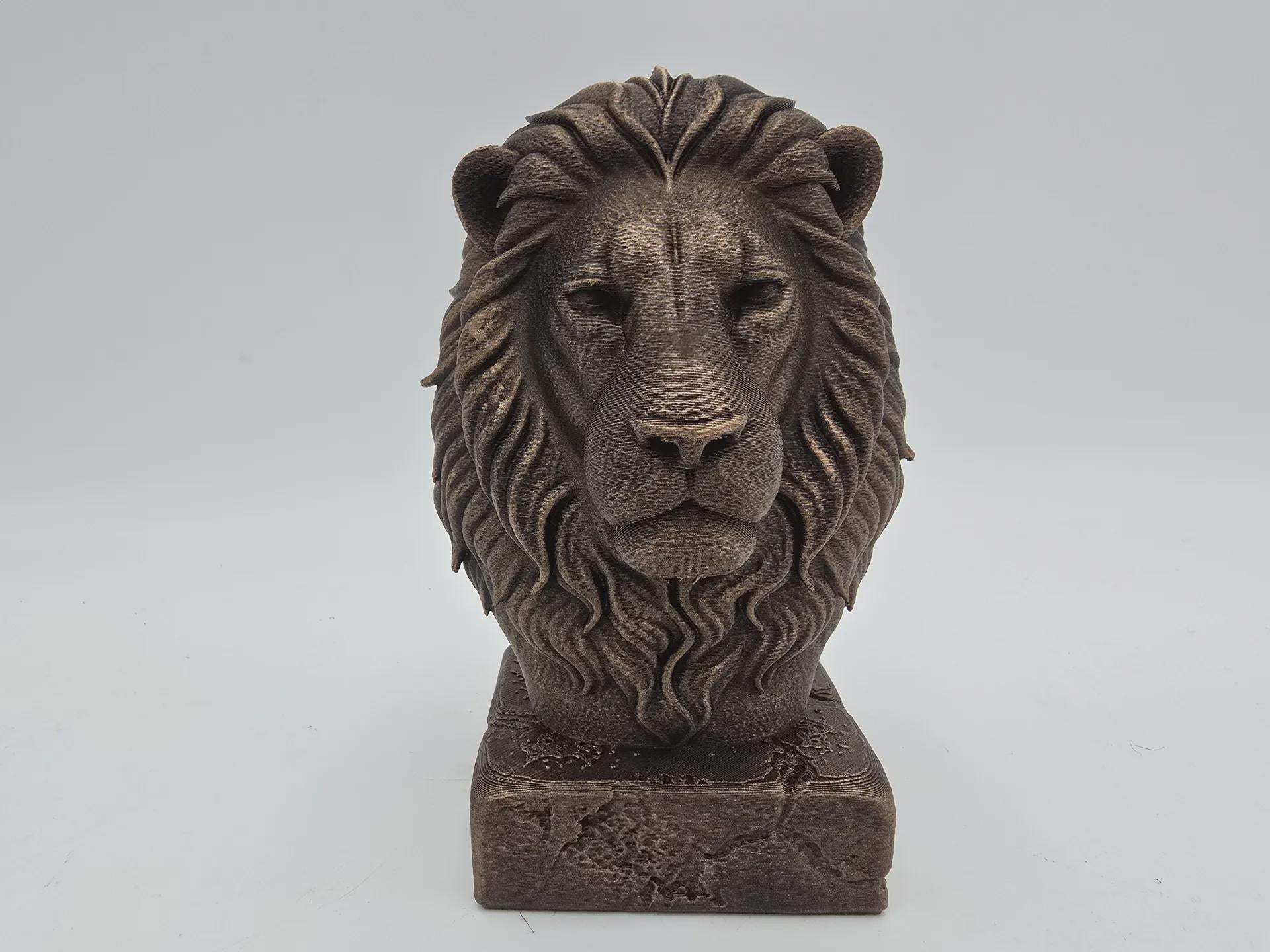 Bust of a lion wild life statue - home decor lover gift for him her handpainted ornament