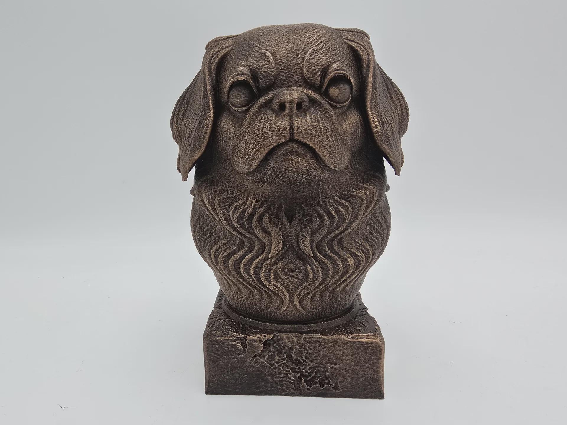 Bust of a japanese chin bust dog statue - home decor dog lover handpainted ornament