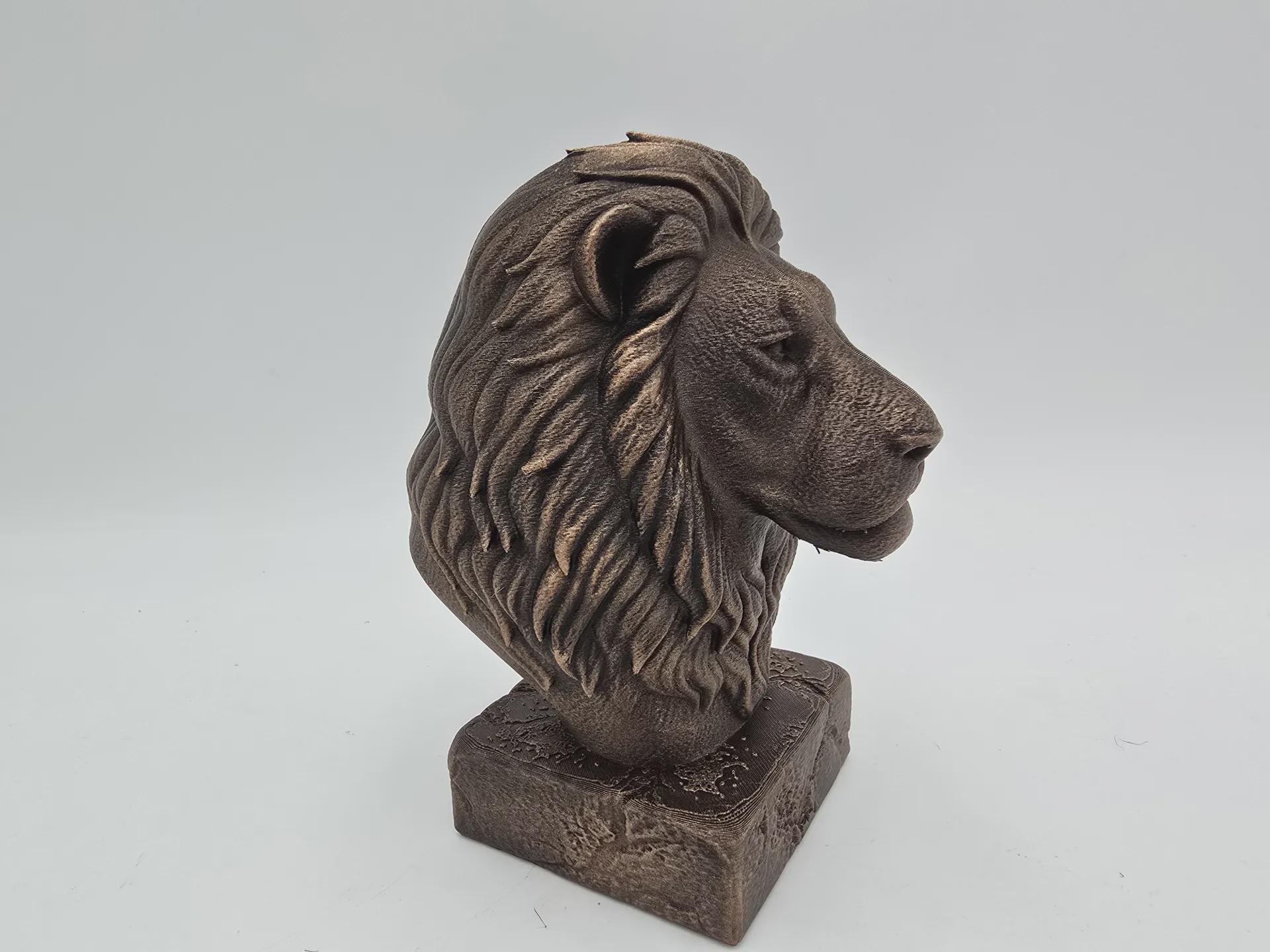 Bust of a lion wild life statue - home decor lover gift for him her handpainted ornament