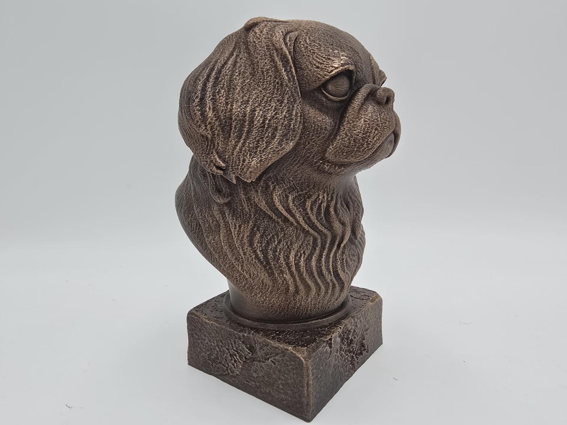 Bust of a japanese chin bust dog statue - home decor dog lover handpainted ornament