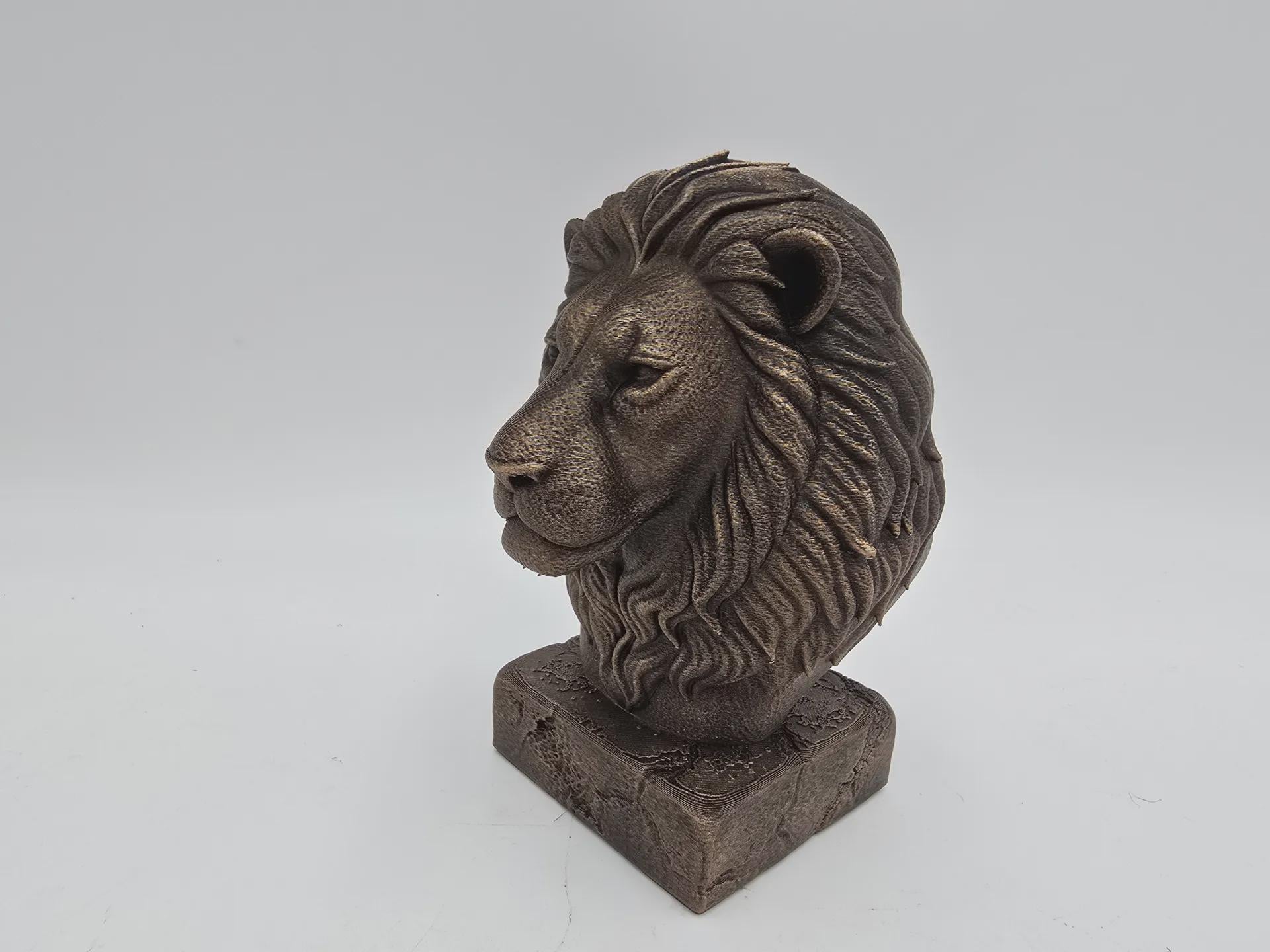 Bust of a lion wild life statue - home decor lover gift for him her handpainted ornament