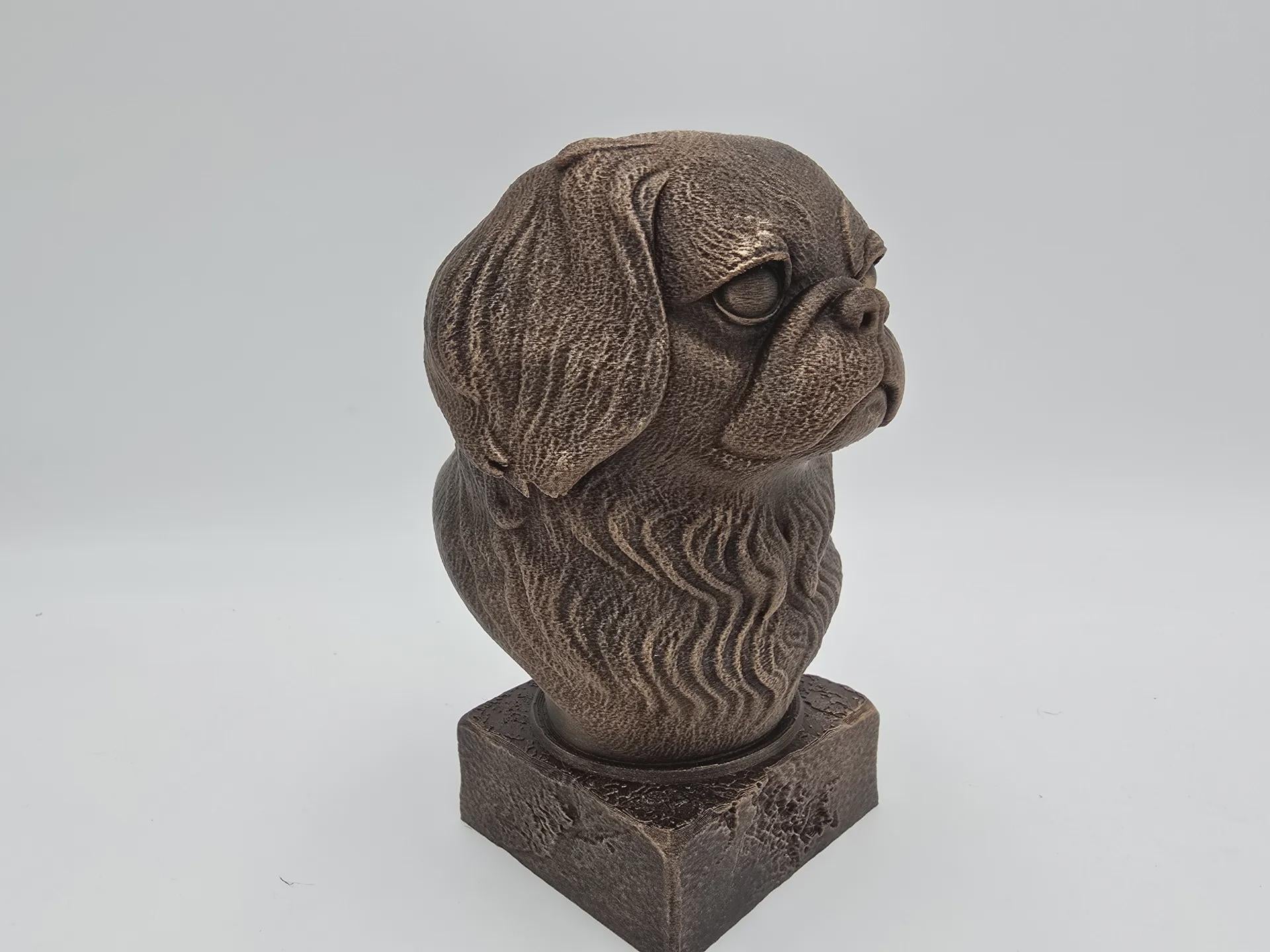 Bust of a japanese chin bust dog statue - home decor dog lover handpainted ornament