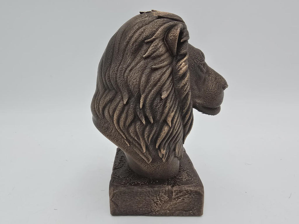 Bust of a lion wild life statue - home decor lover gift for him her handpainted ornament